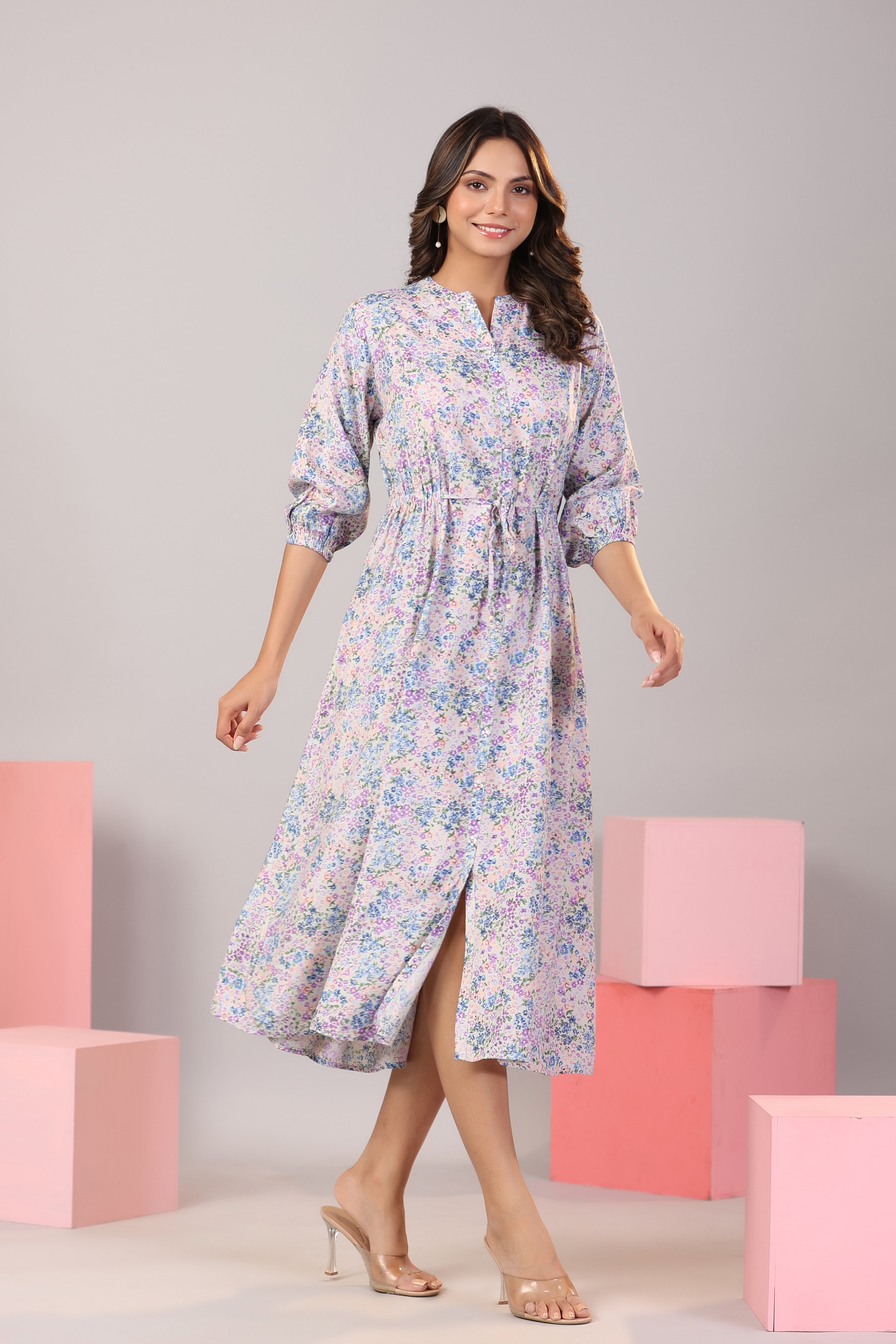 Lavender hues on Russian Silk MIDI Dress