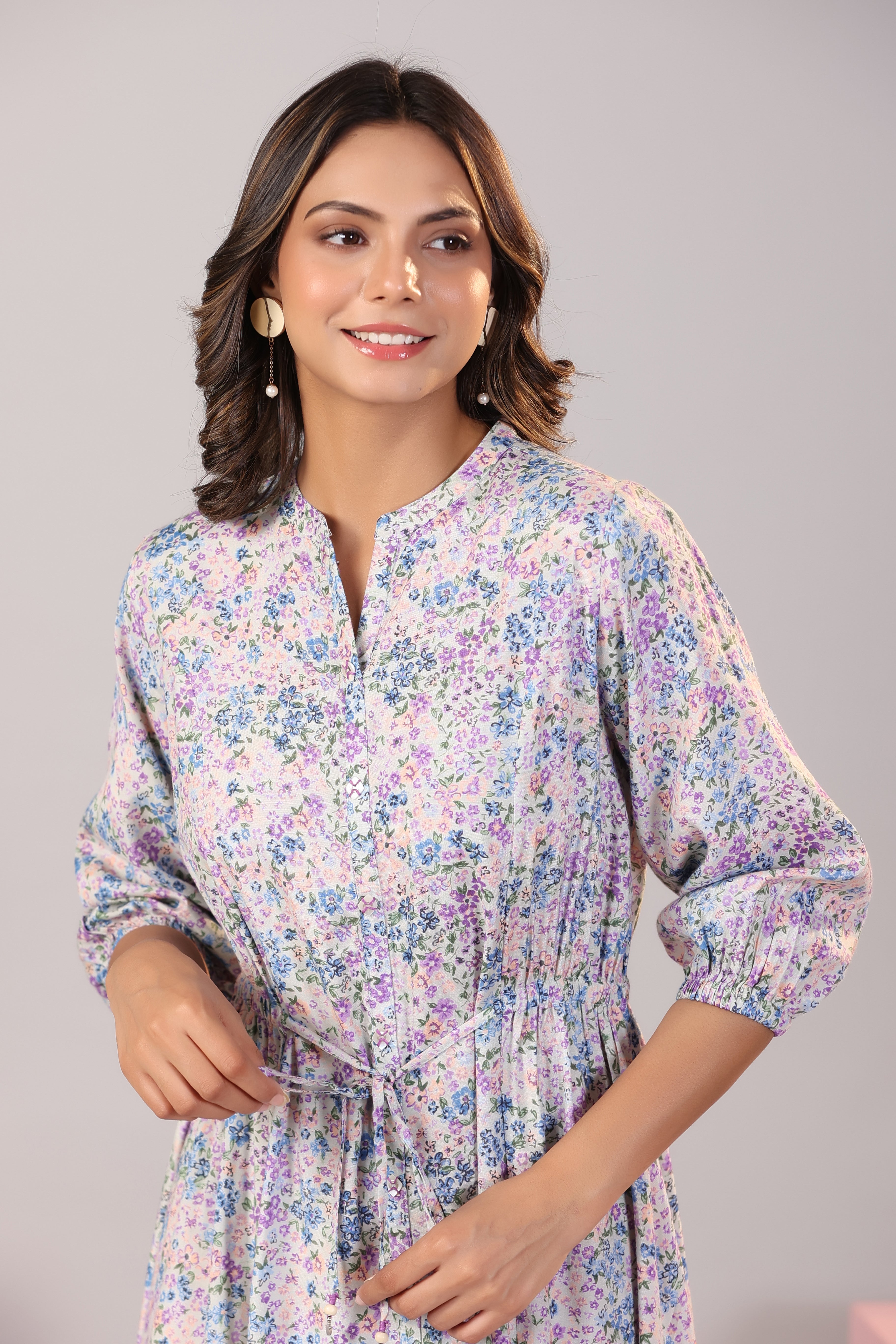 Lavender hues on Russian Silk MIDI Dress