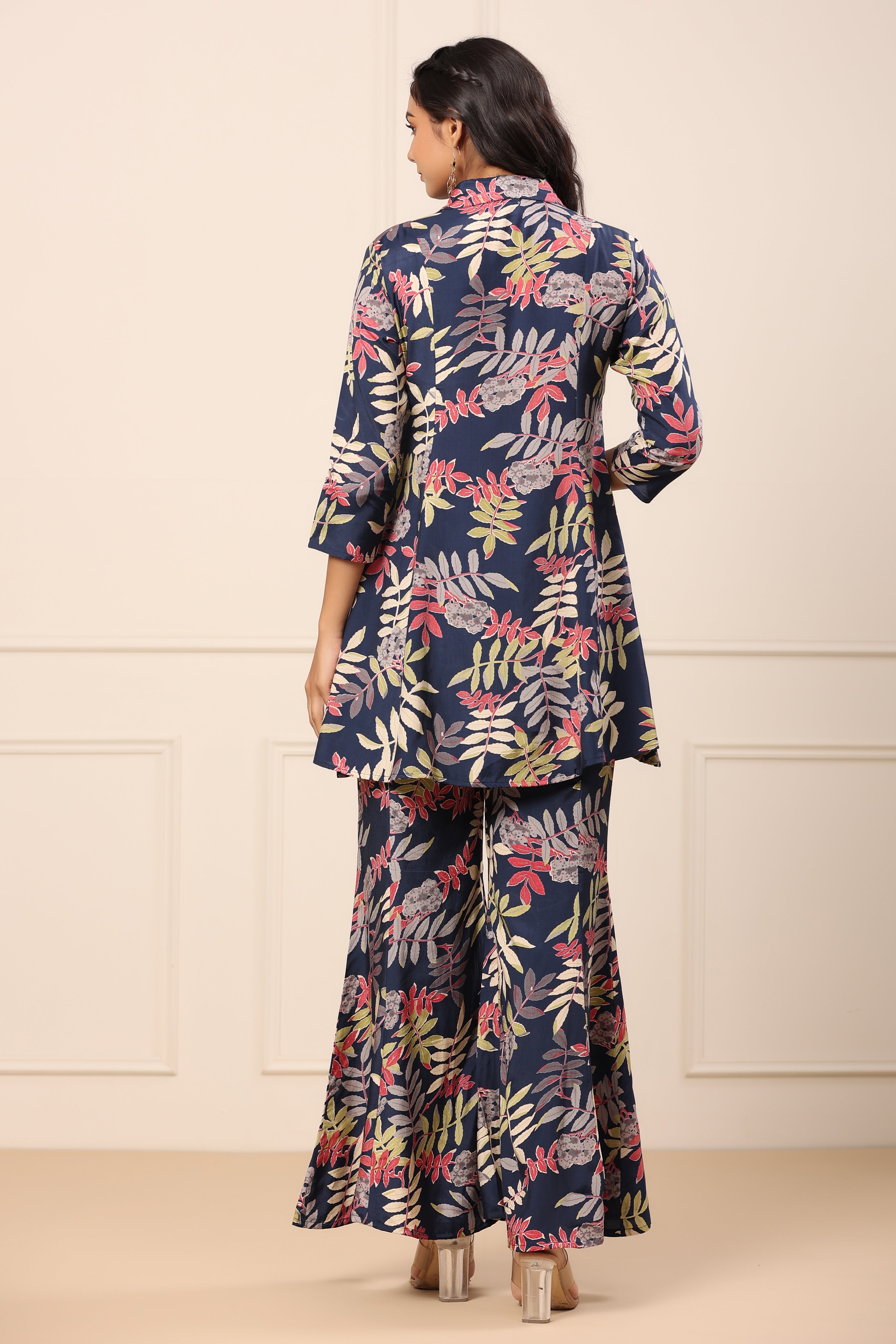 Tropical Blue Russian Silk Co-ord Set