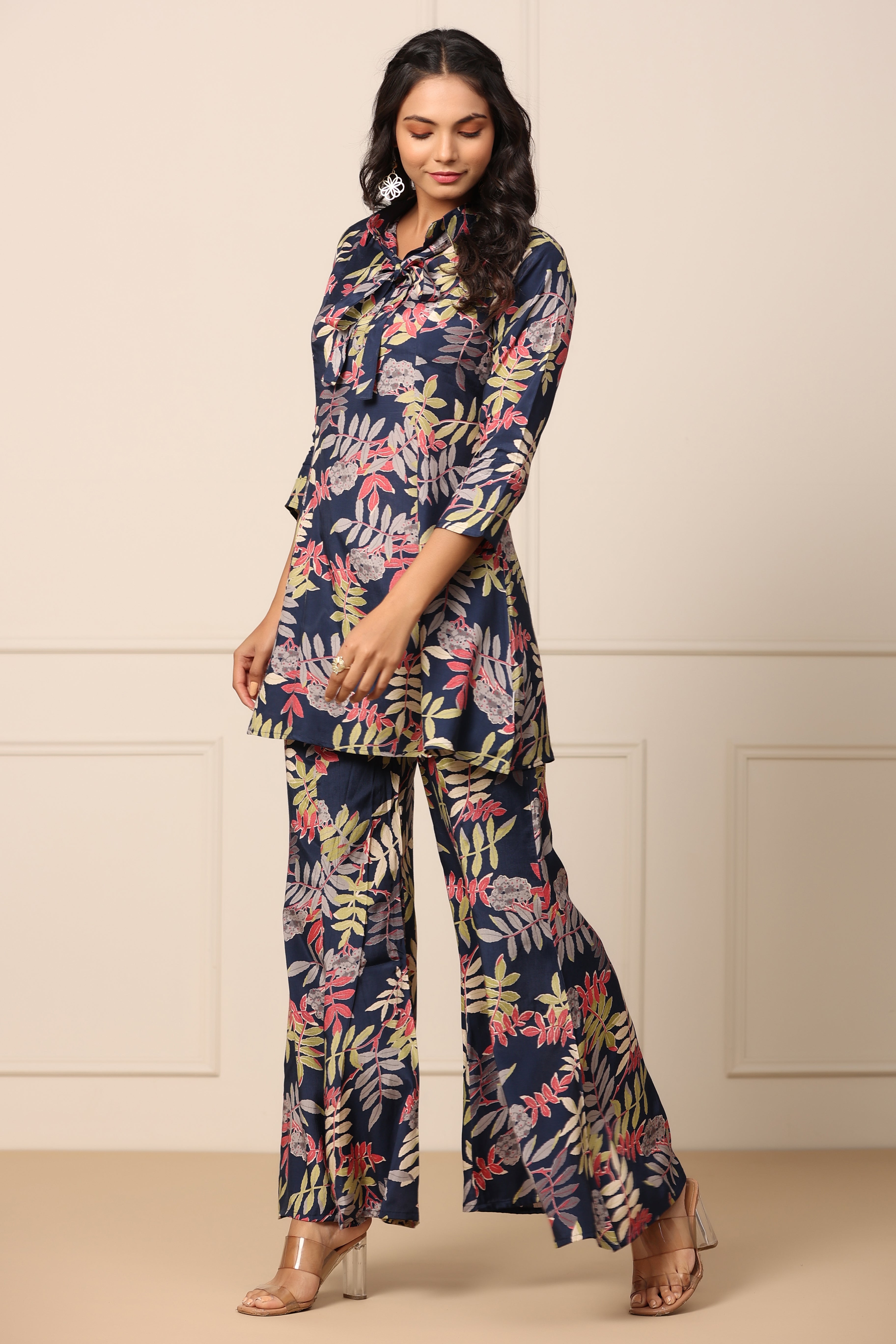 Tropical Blue Russian Silk Co-ord Set