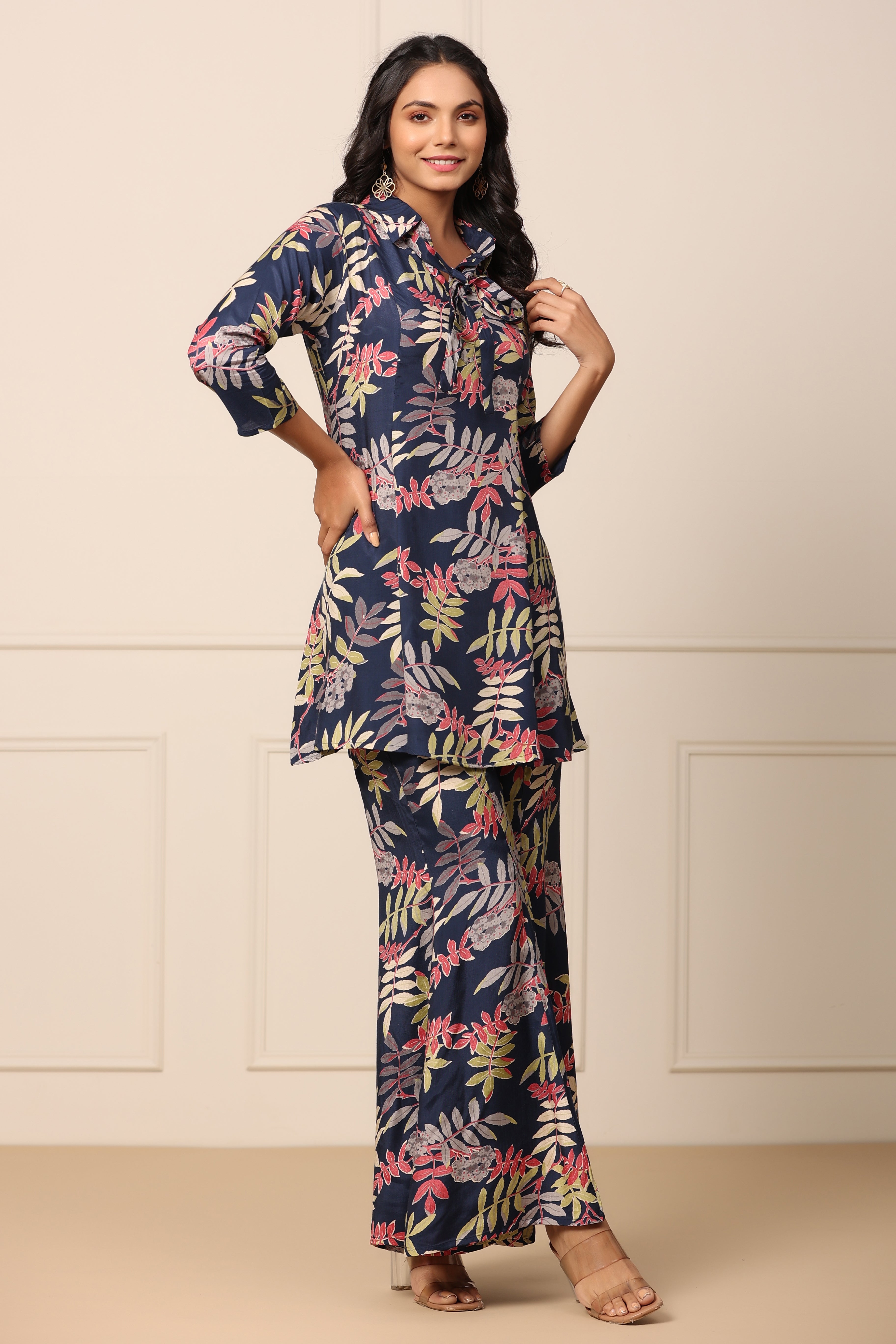 Tropical Blue Russian Silk Co-ord Set