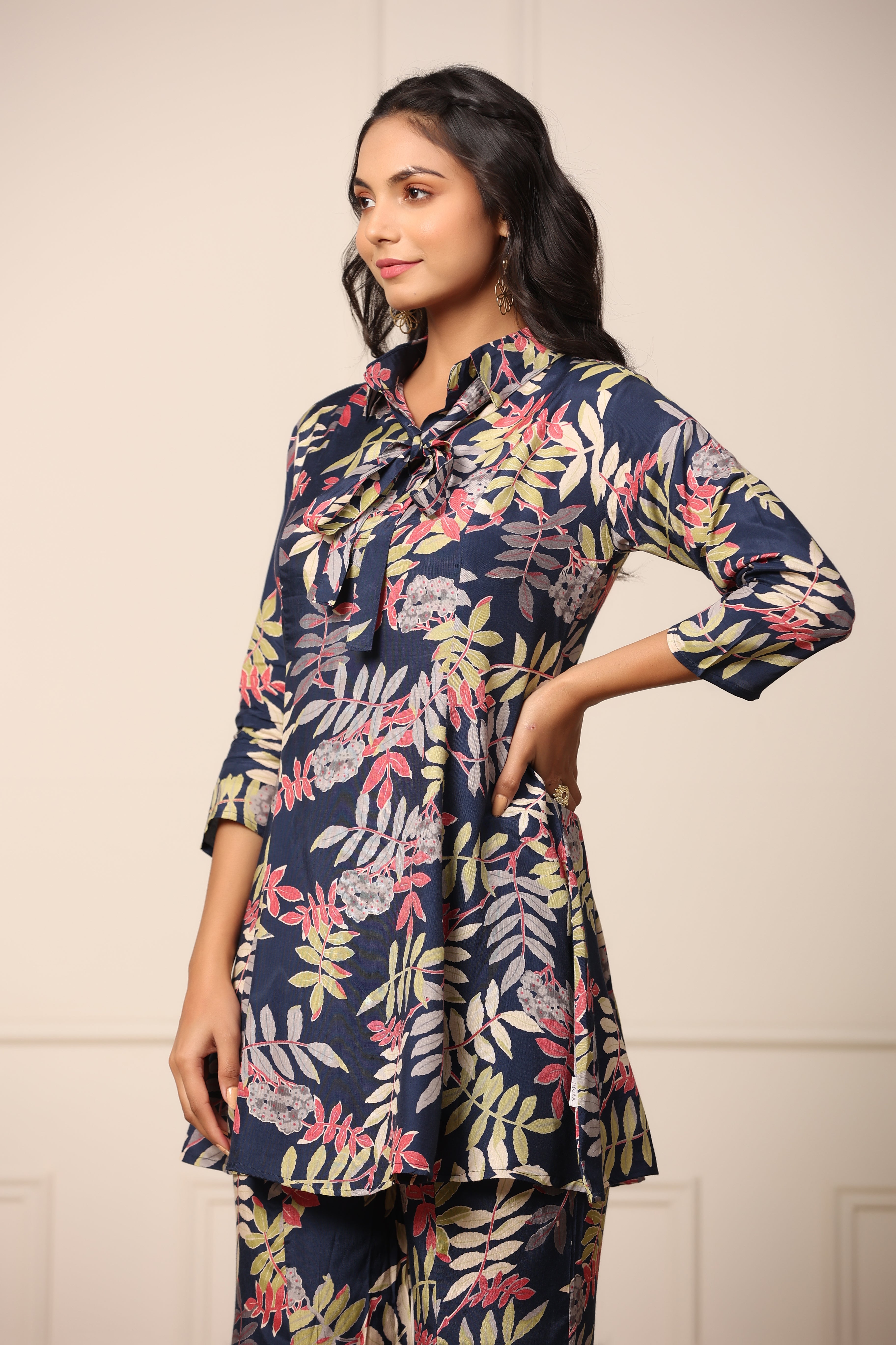 Tropical Blue Russian Silk Co-ord Set
