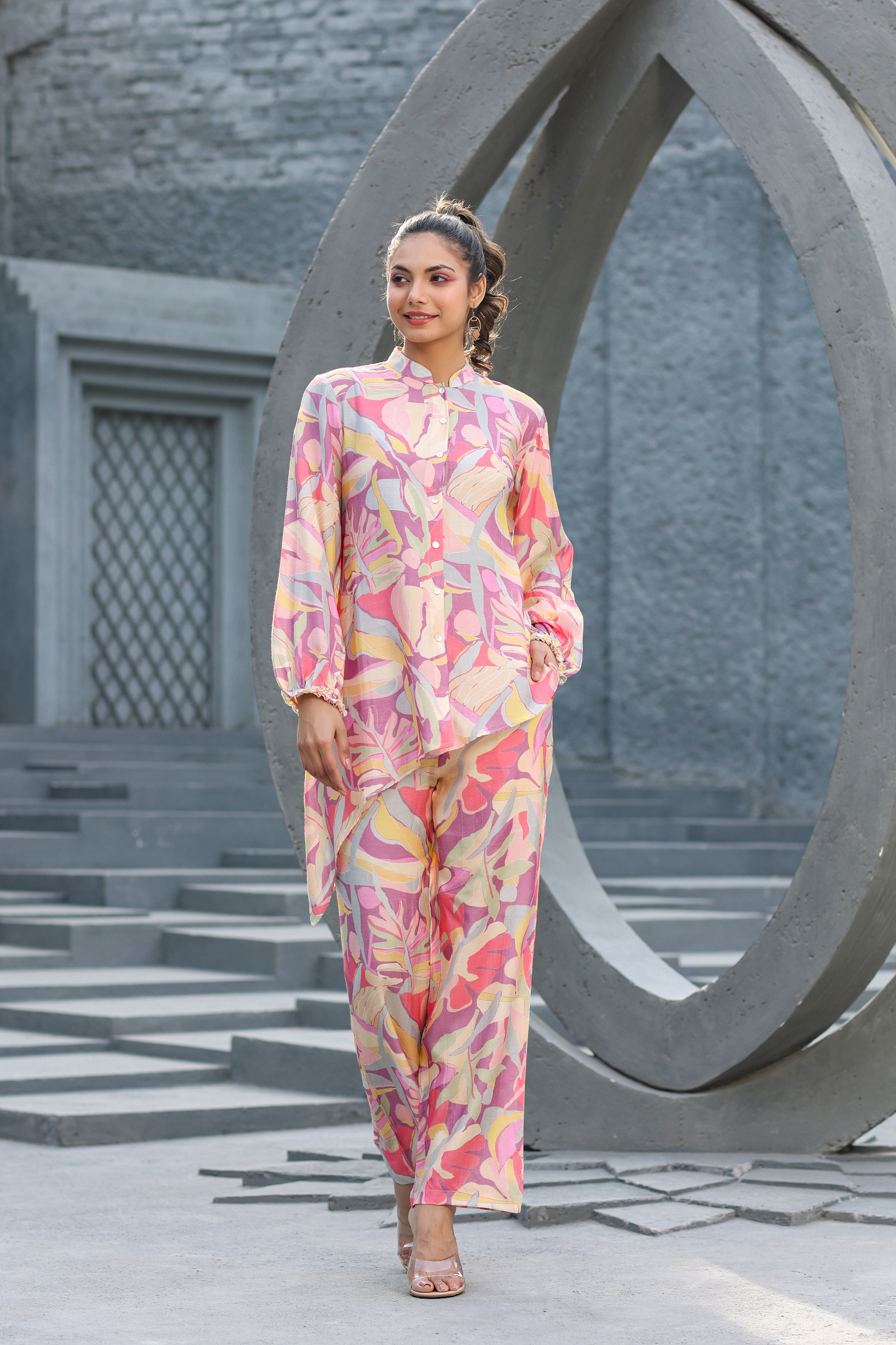 Lavender Hues on Muslin Silk Co-ord set