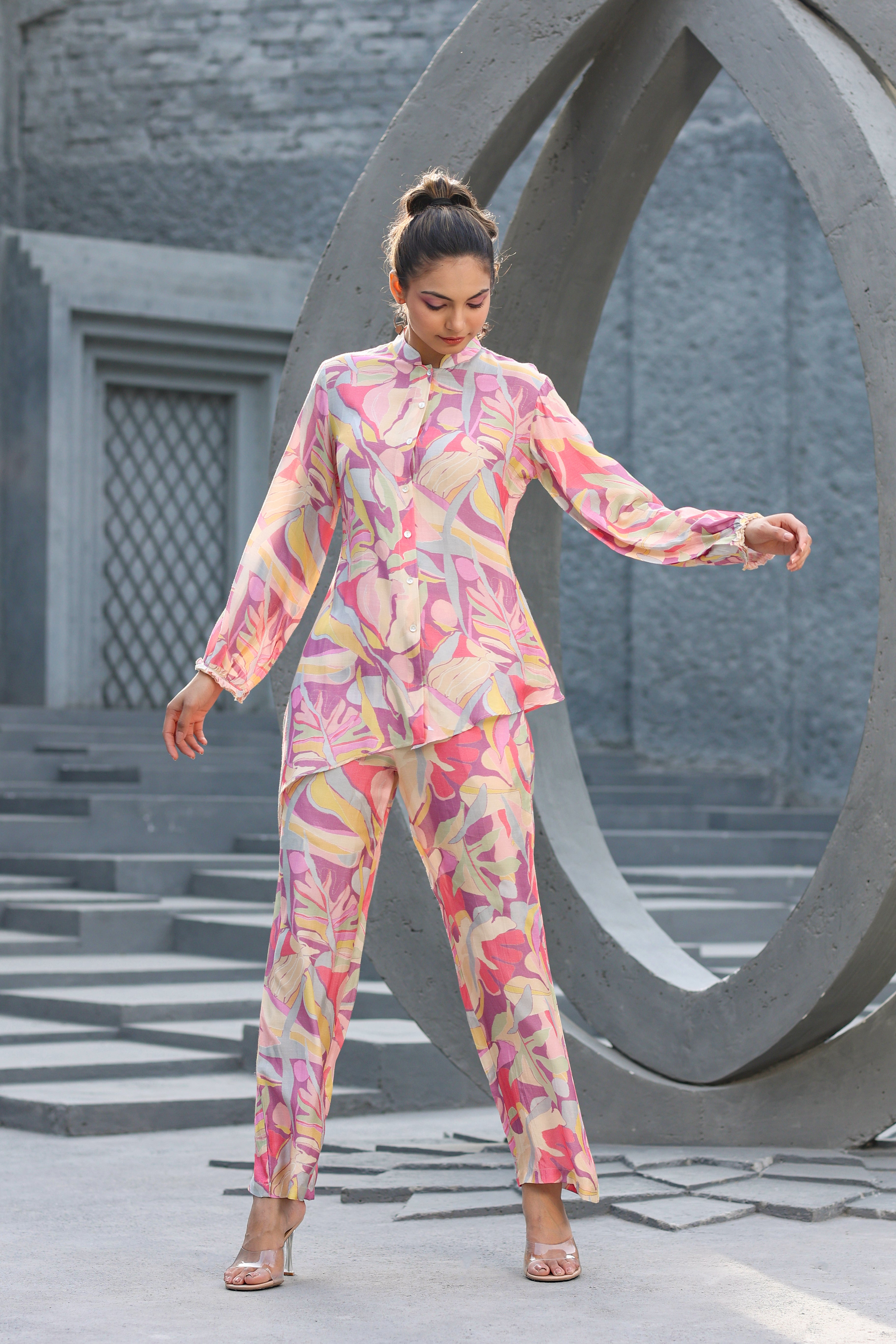 Lavender Hues on Muslin Silk Co-ord set