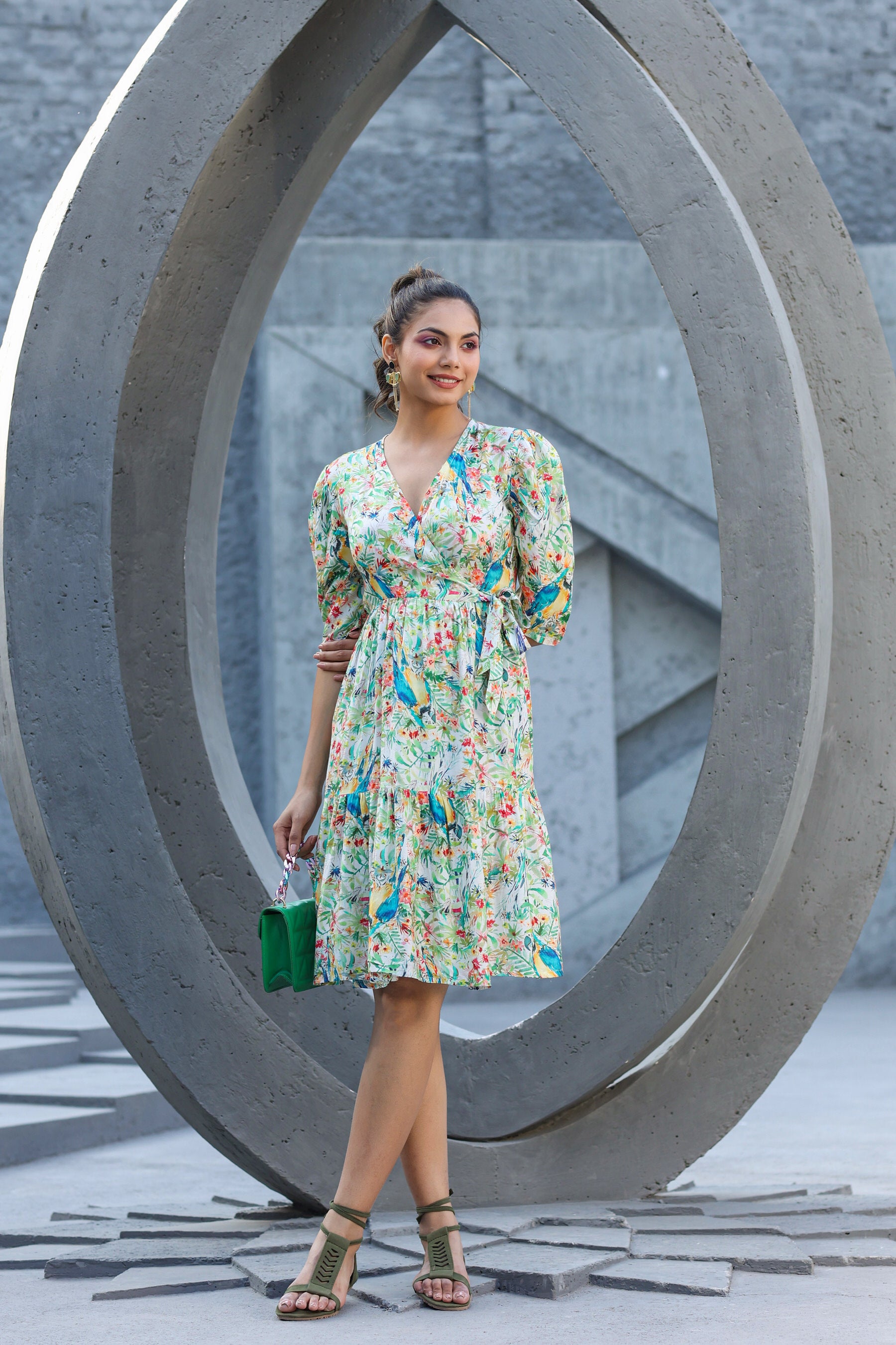 Glory of peacock on Muslin Silk Dress