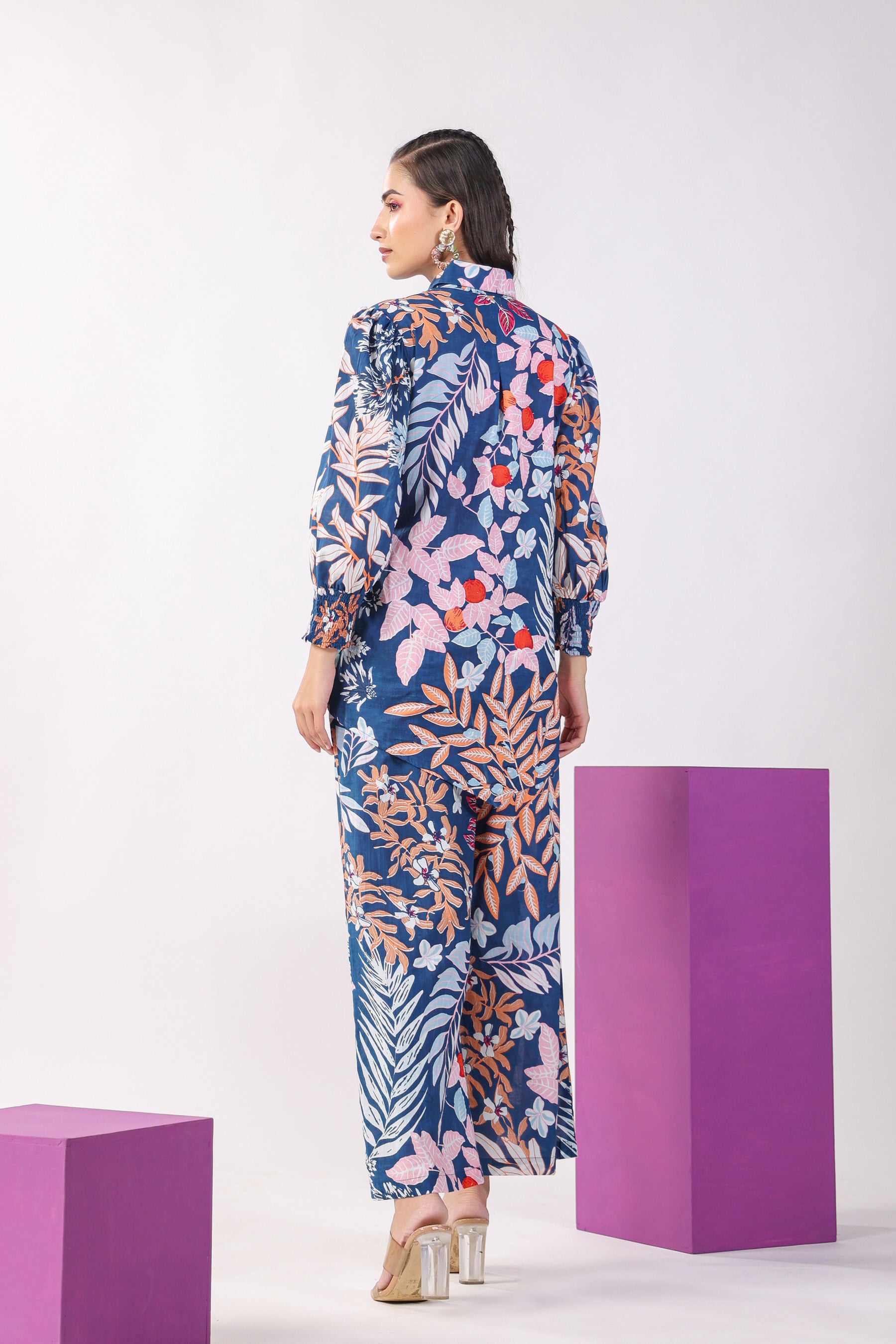 Leaves on Indigo Lounge Cotton Co-ord Set