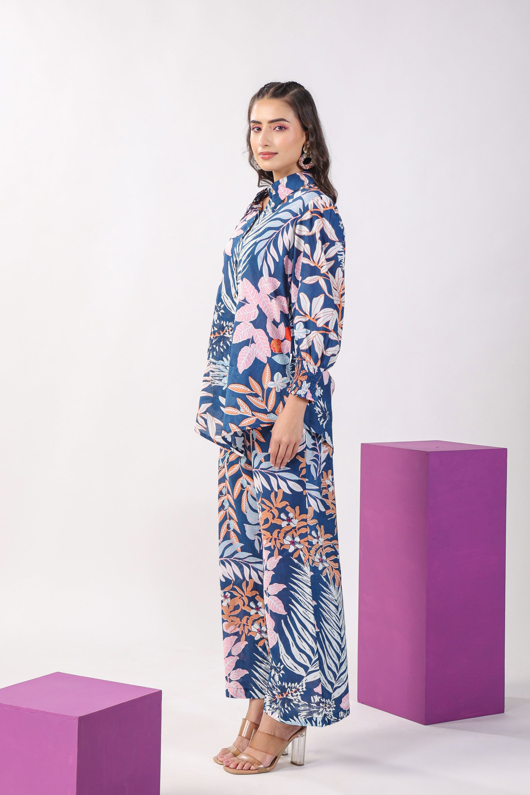 Leaves on Indigo Lounge Cotton Co-ord Set