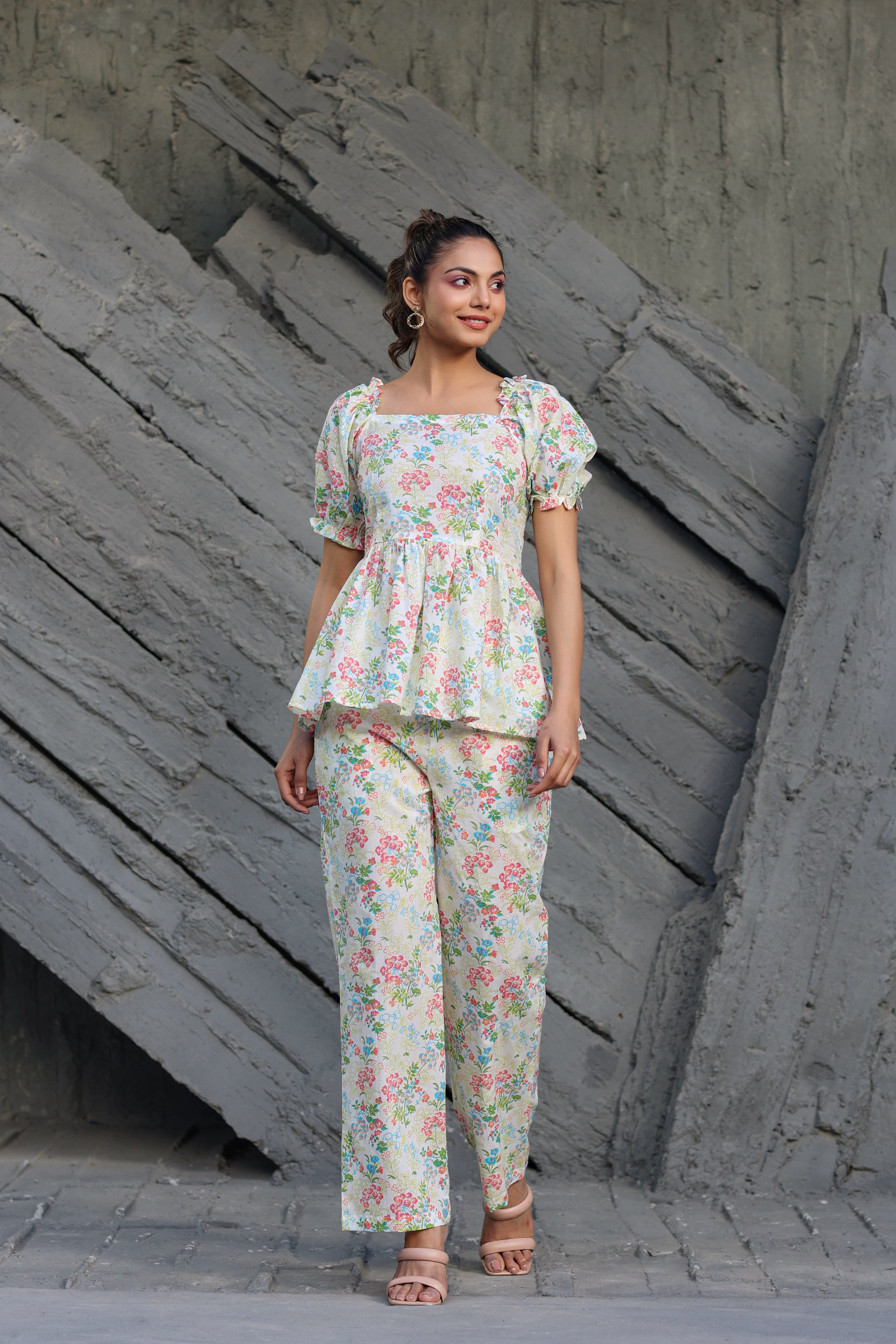 Gardenia on Smoked Cotton Co-ord Set