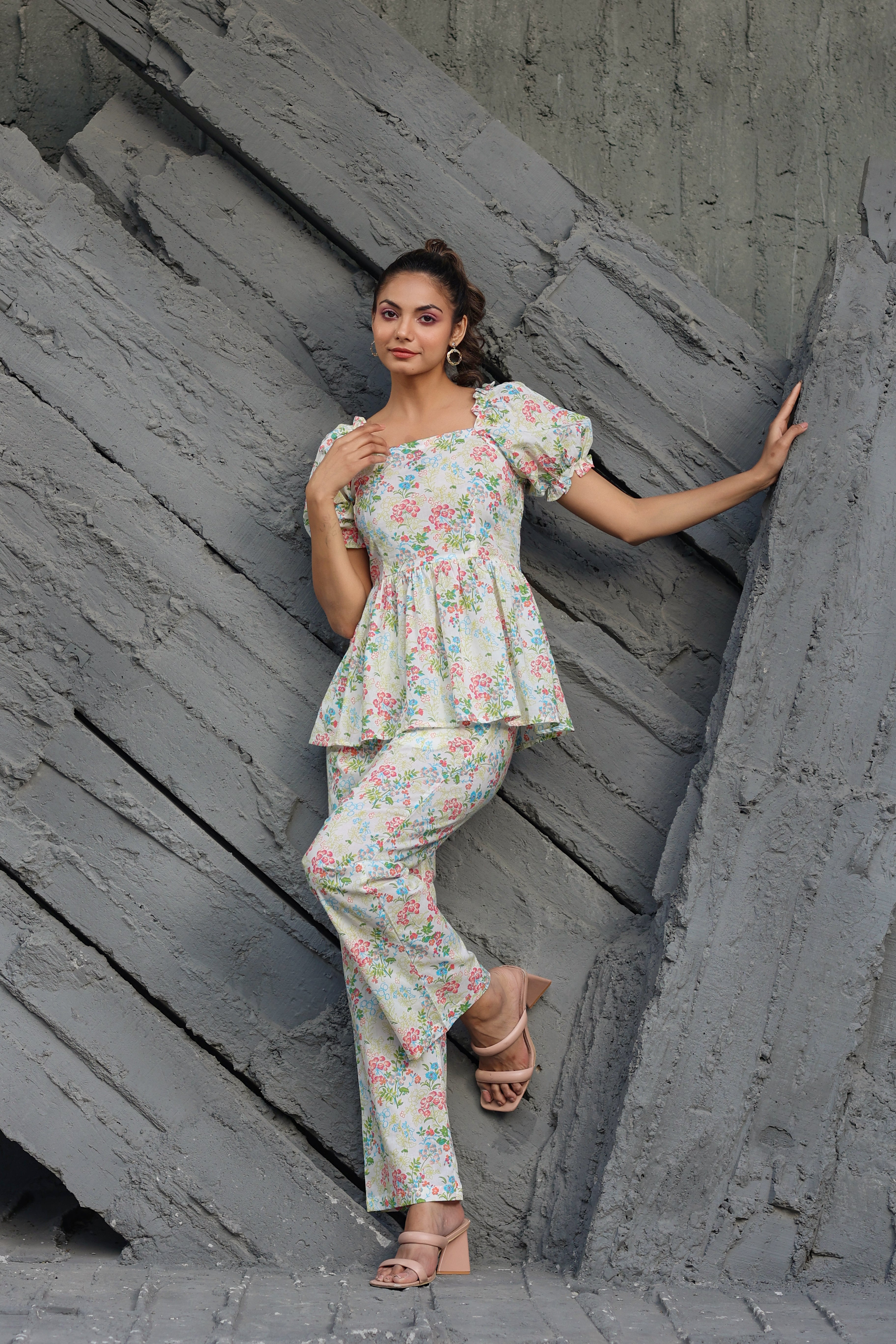 Gardenia on Smoked Cotton Co-ord Set