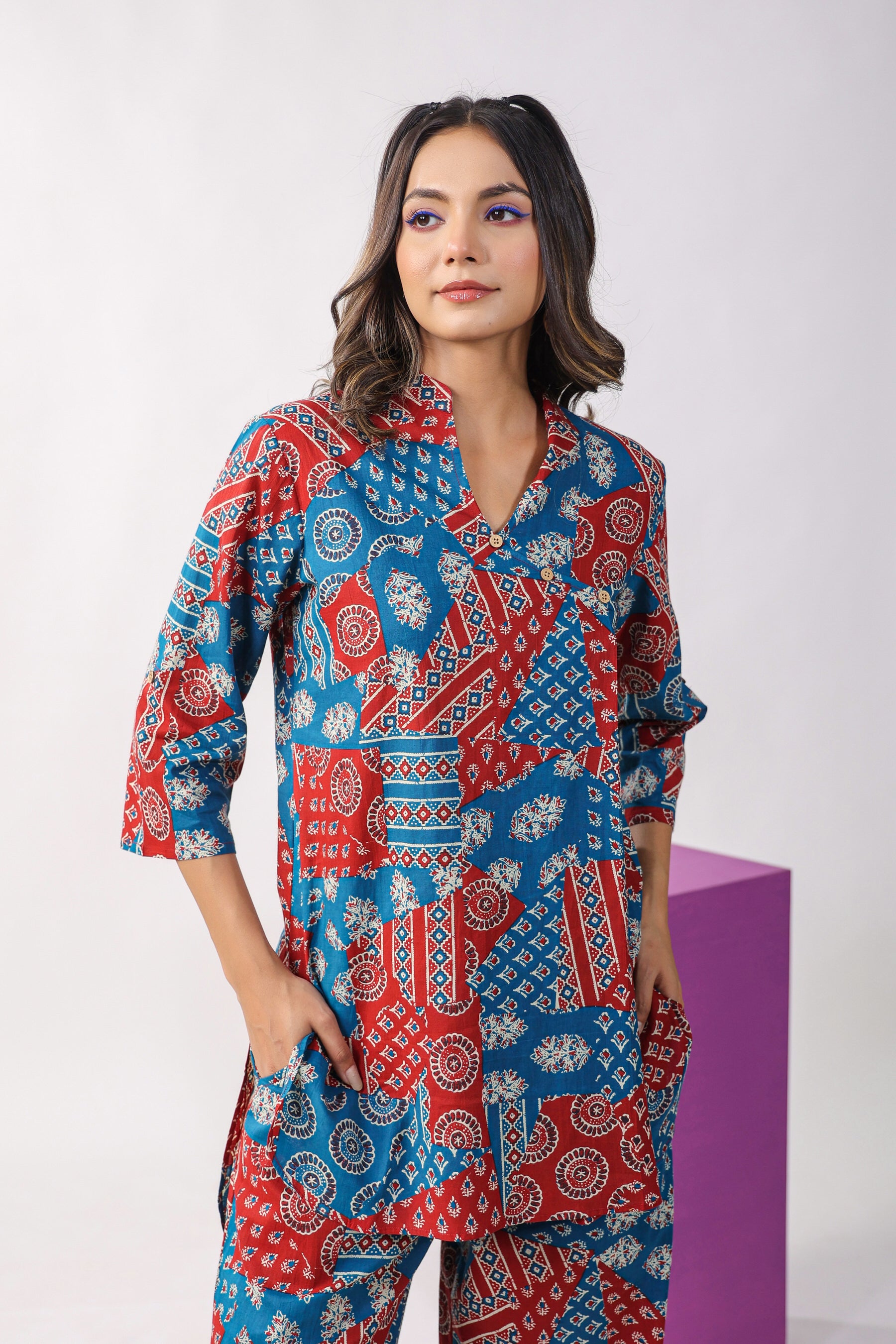 Patch Print on Lounge Cotton Co-ord Set