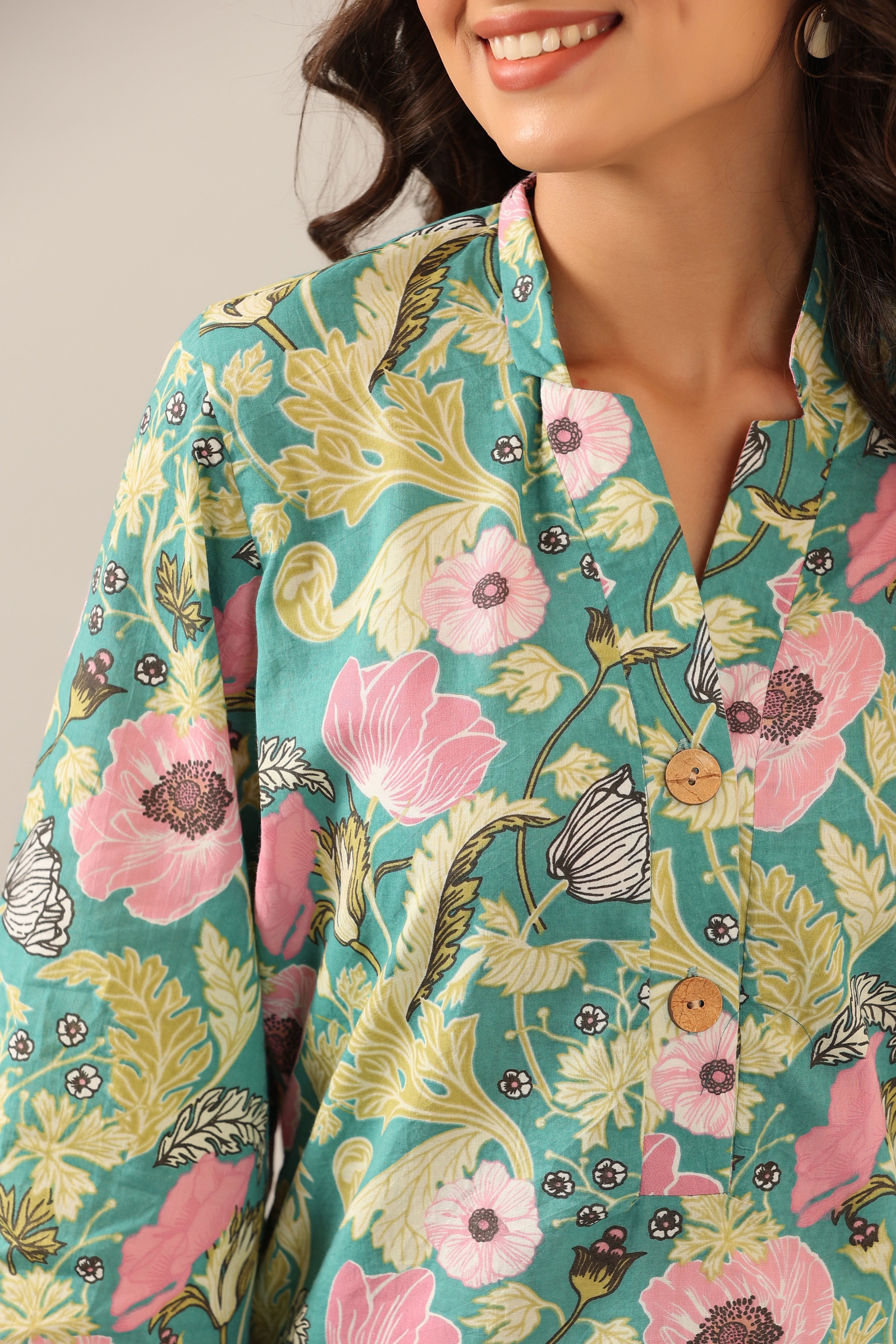 Dandelion Jaal on Green Cotton Palazzo Loungewear Set