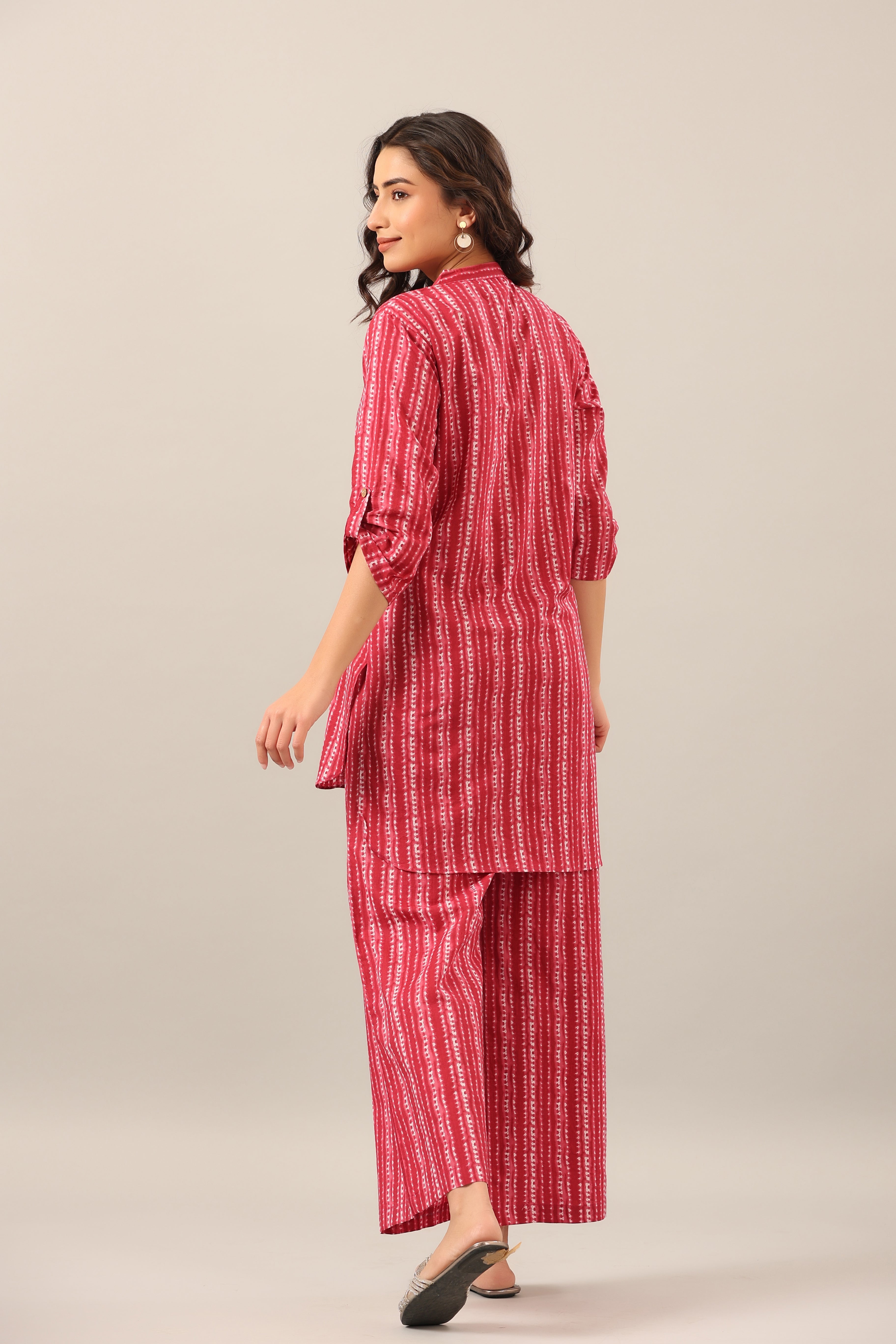 Dotted Shibori on Pink Lounge Cotton Co-ord Set