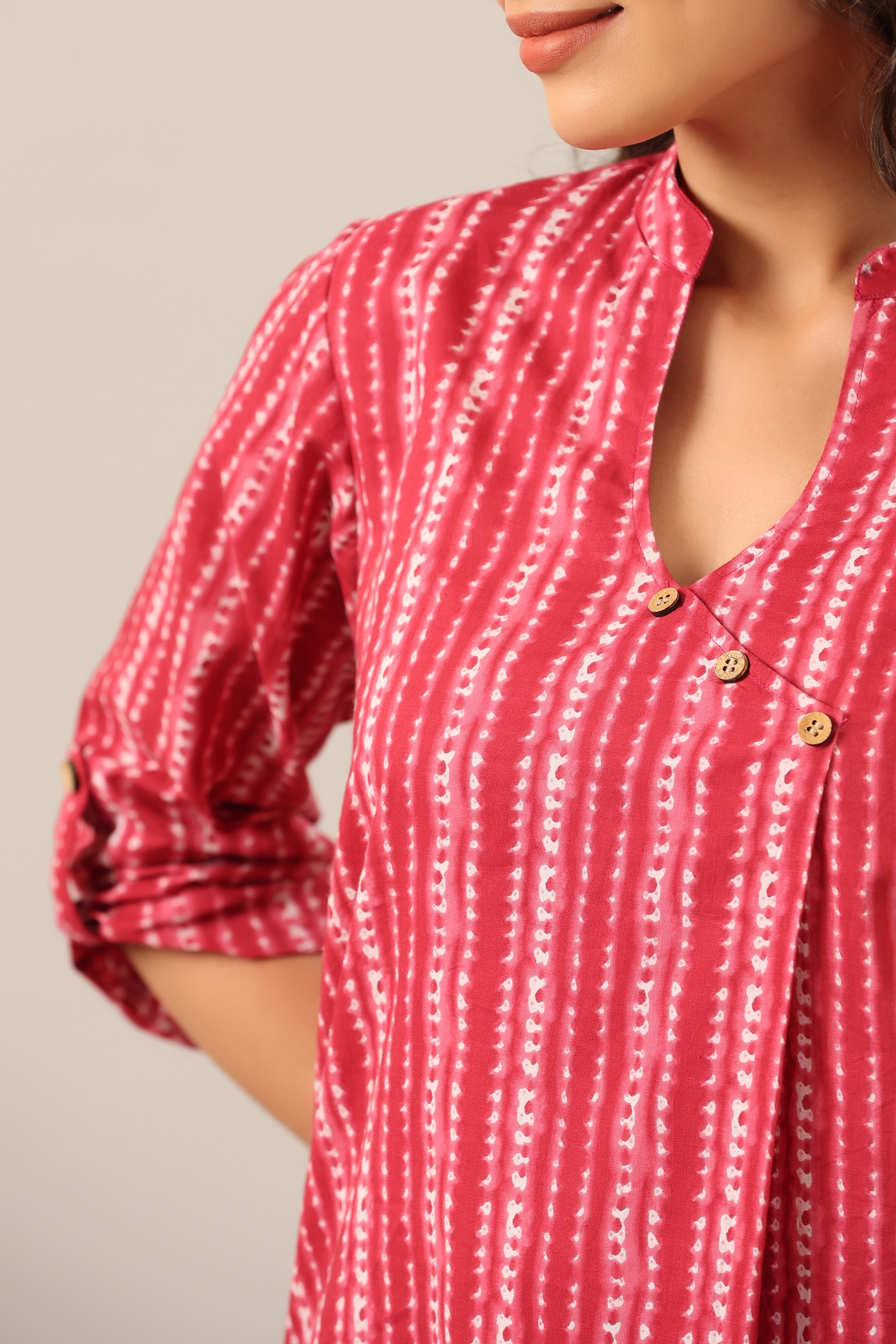 Dotted Shibori on Pink Lounge Cotton Co-ord Set