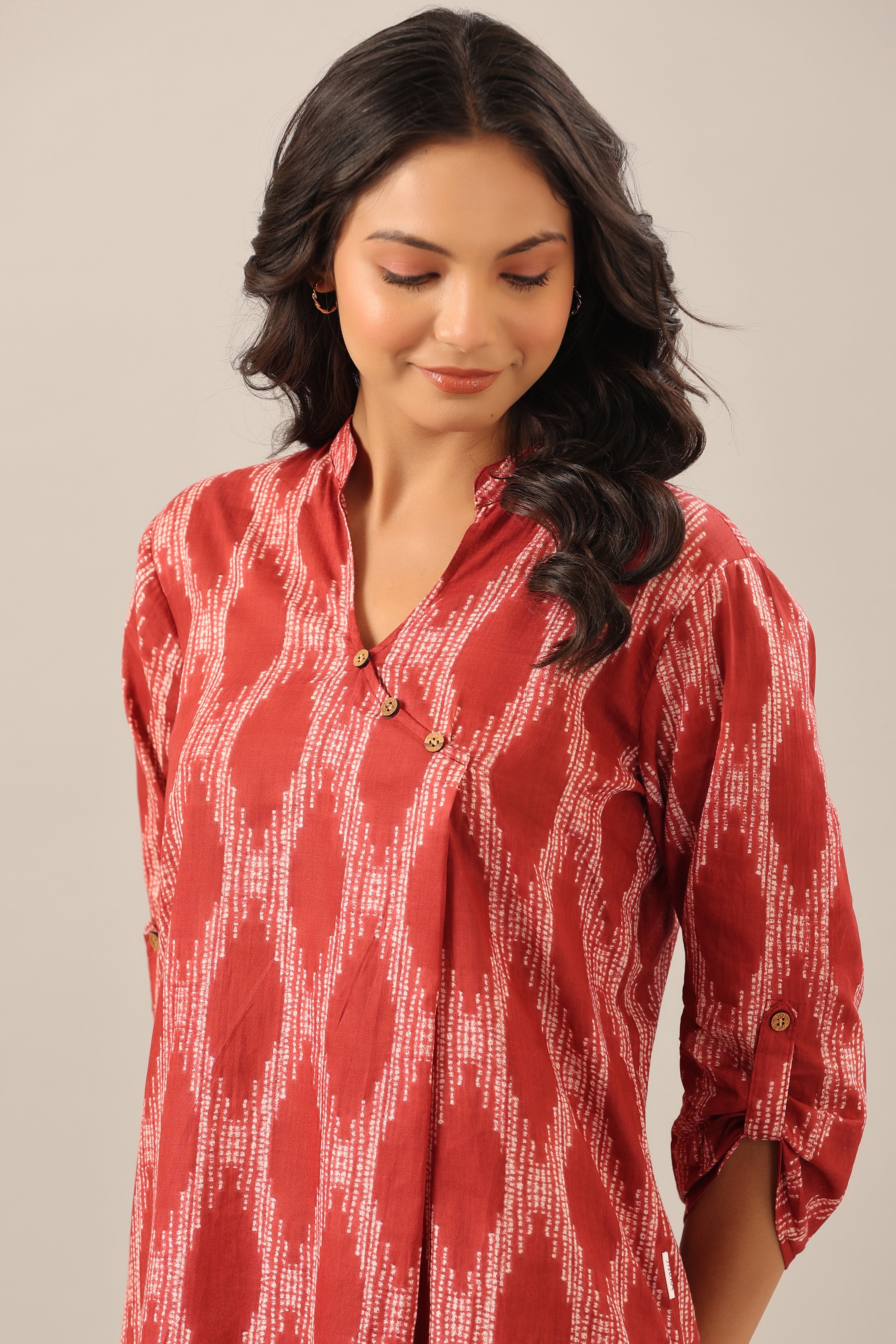 Dotted Shibori on Maroon Lounge Cotton Co-ord Set