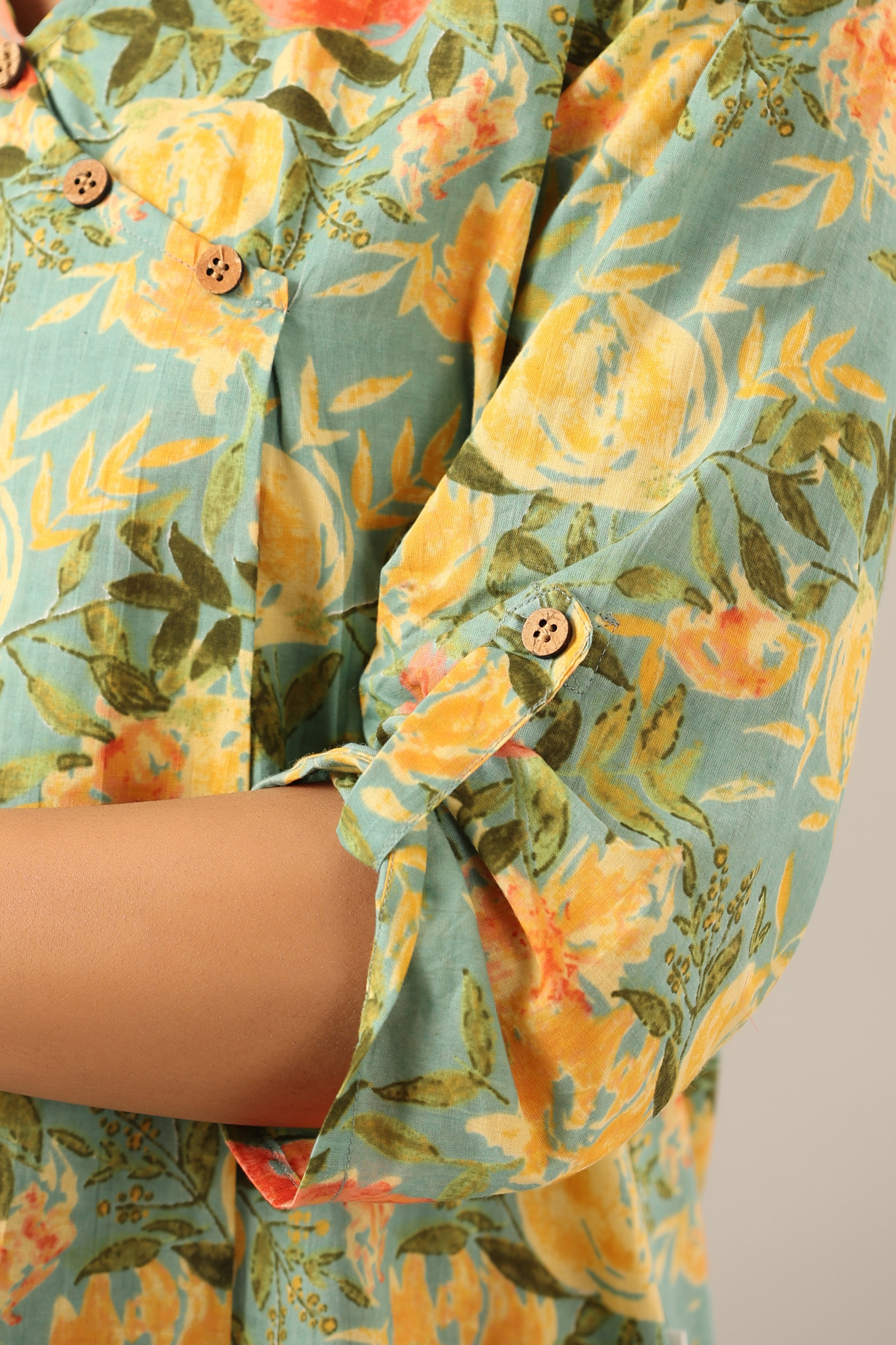 Yellow Jaal on Green Lounge Cotton Co-ord Set