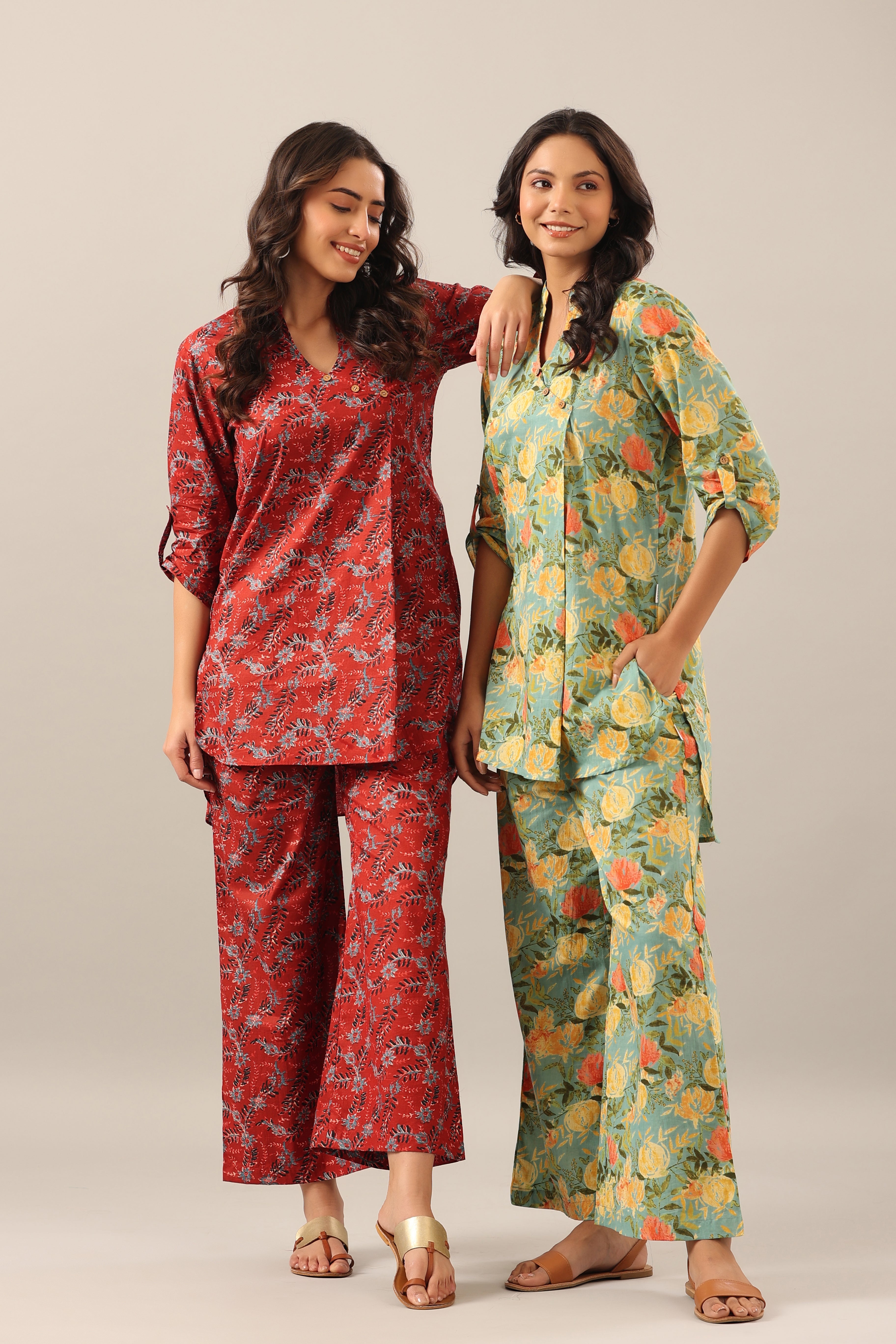 Bloom Big on Maroon Lounge Cotton Co-ord Set