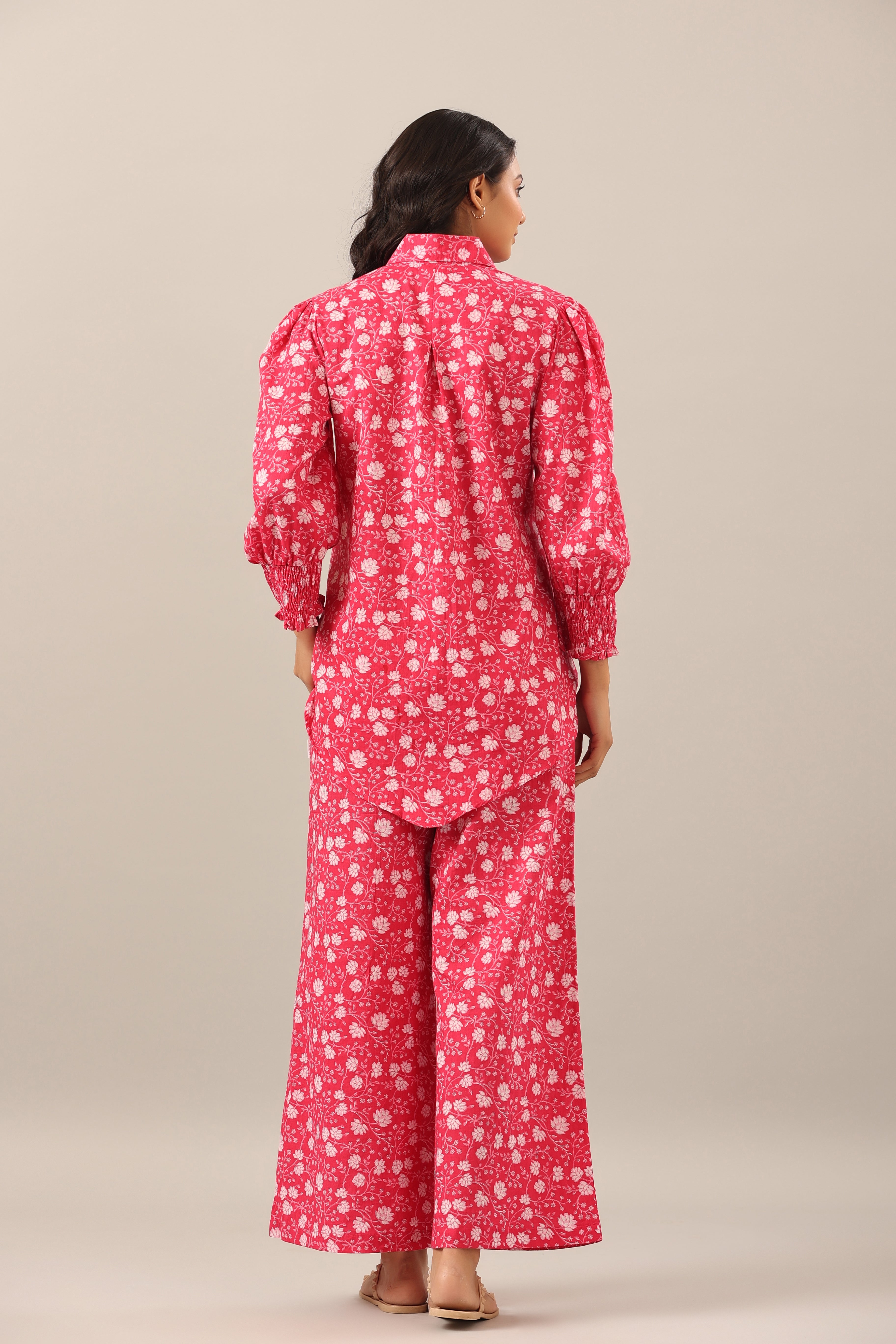 Gulab Collared Smoked Sleeves Cotton Co-ord Set