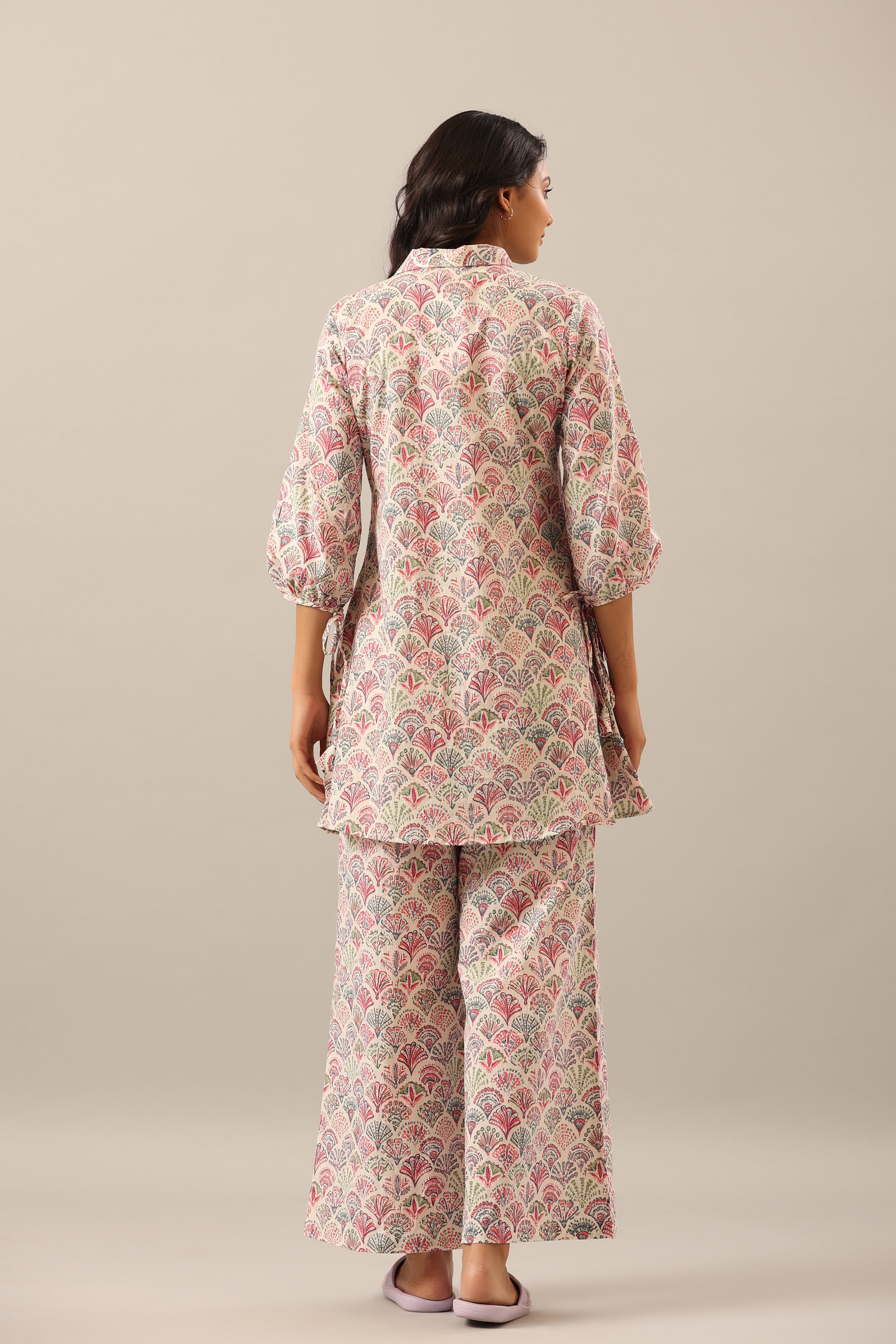 Floral Canopies on Offwhite Lounge Cotton Co-ord Set