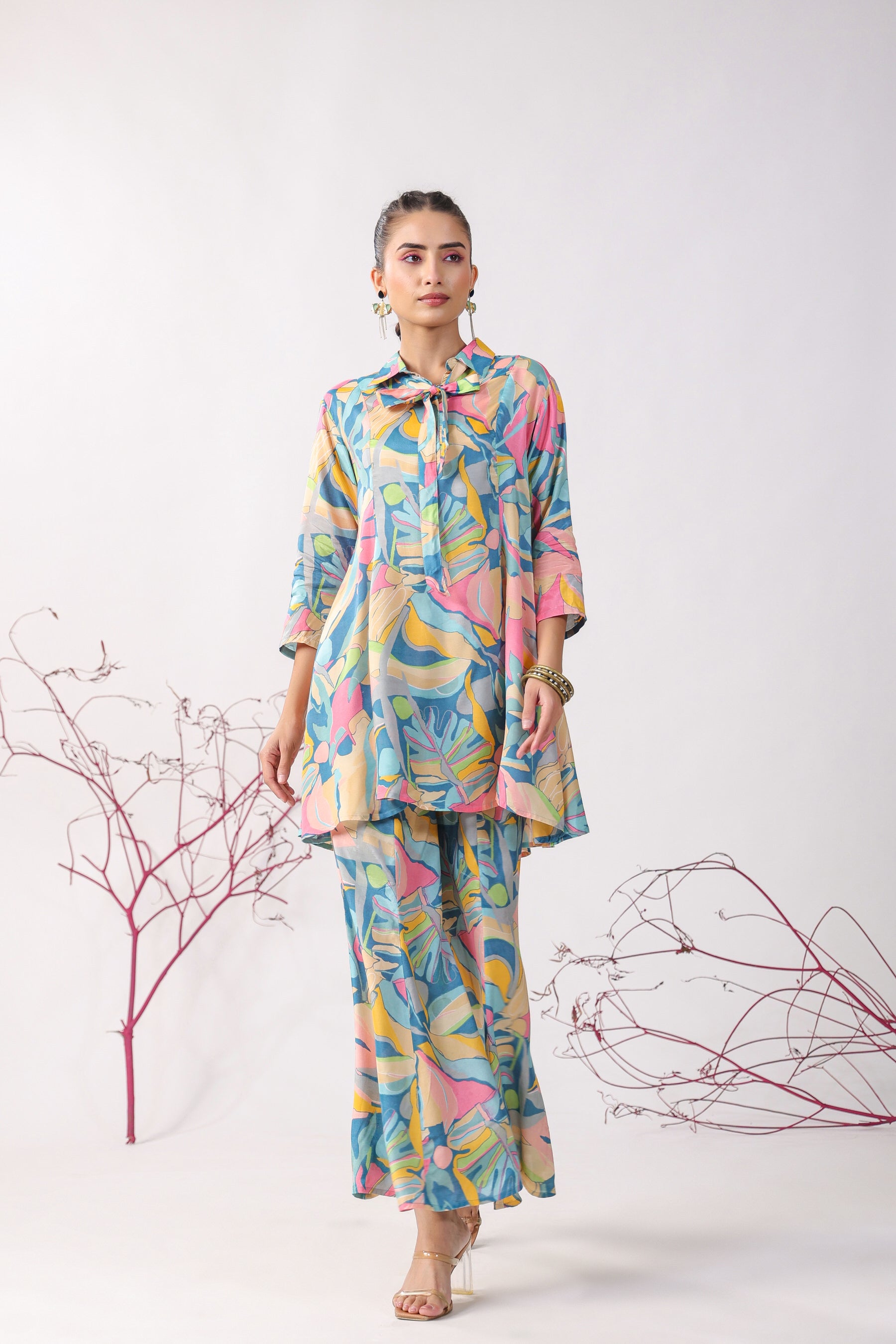 Abstract Pop Muslin Silk Co-ord Set
