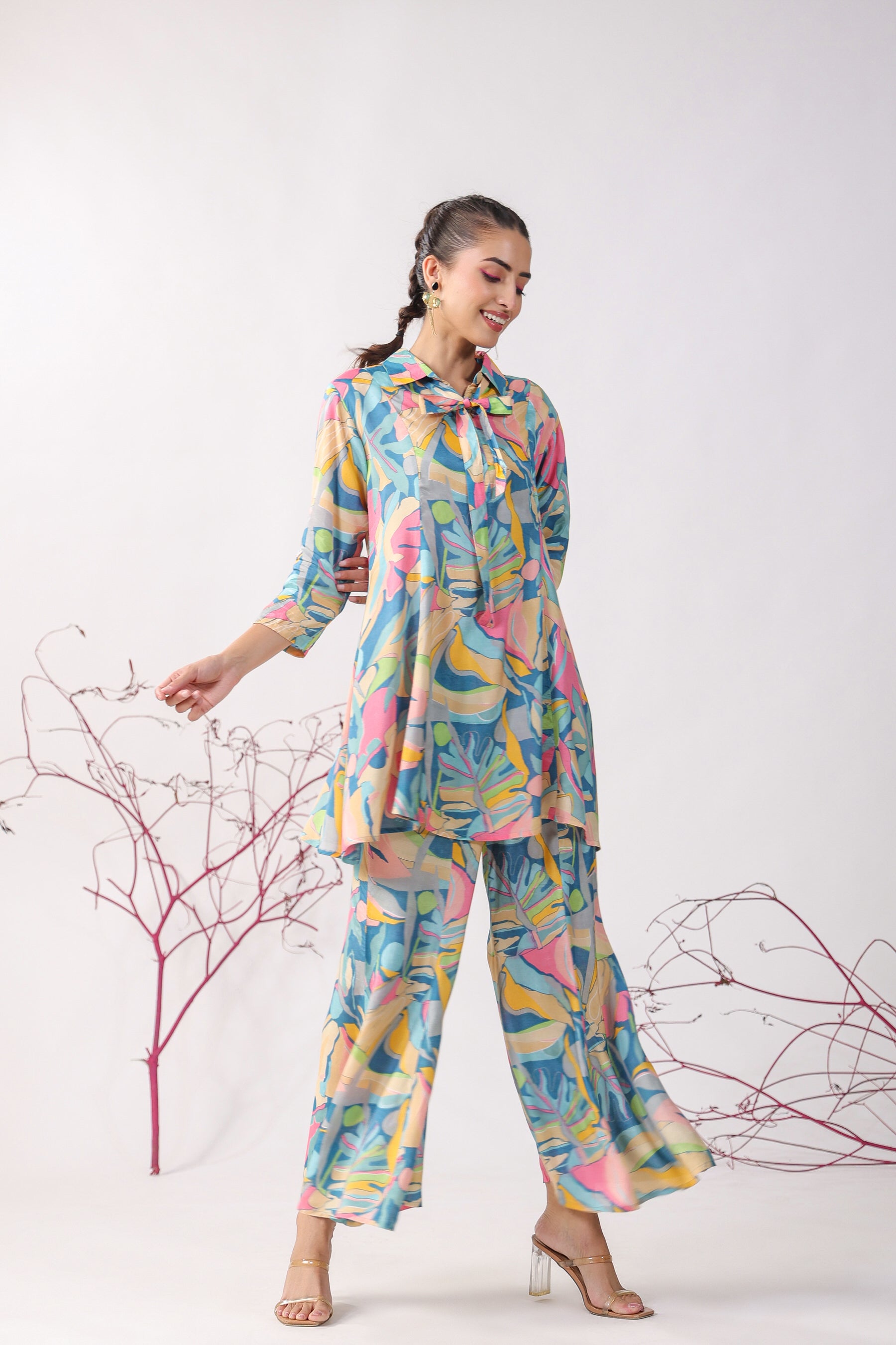 Abstract Pop Muslin Silk Co-ord Set