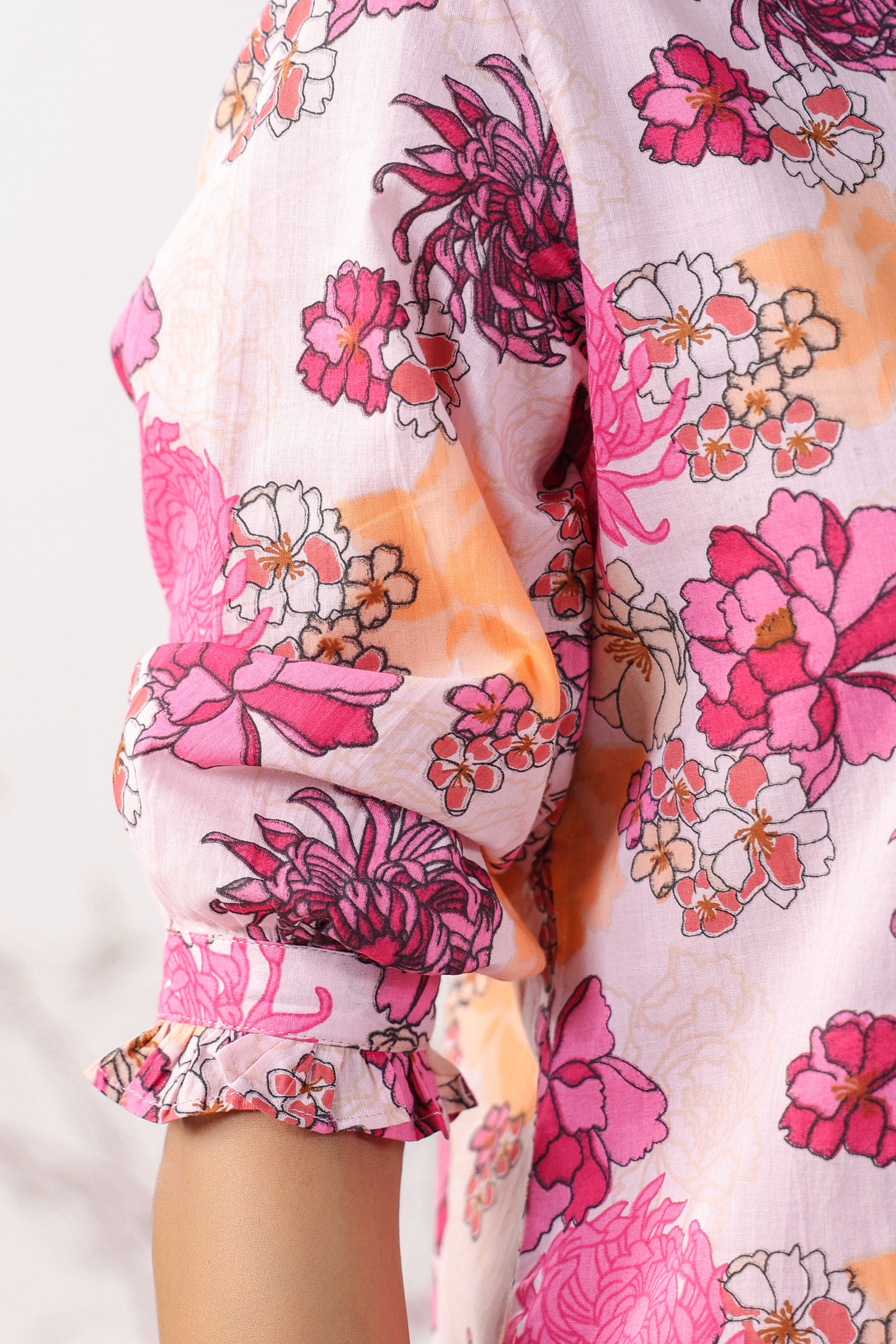 Dahlia on Pink Cotton Palazzo Loungewear Set
