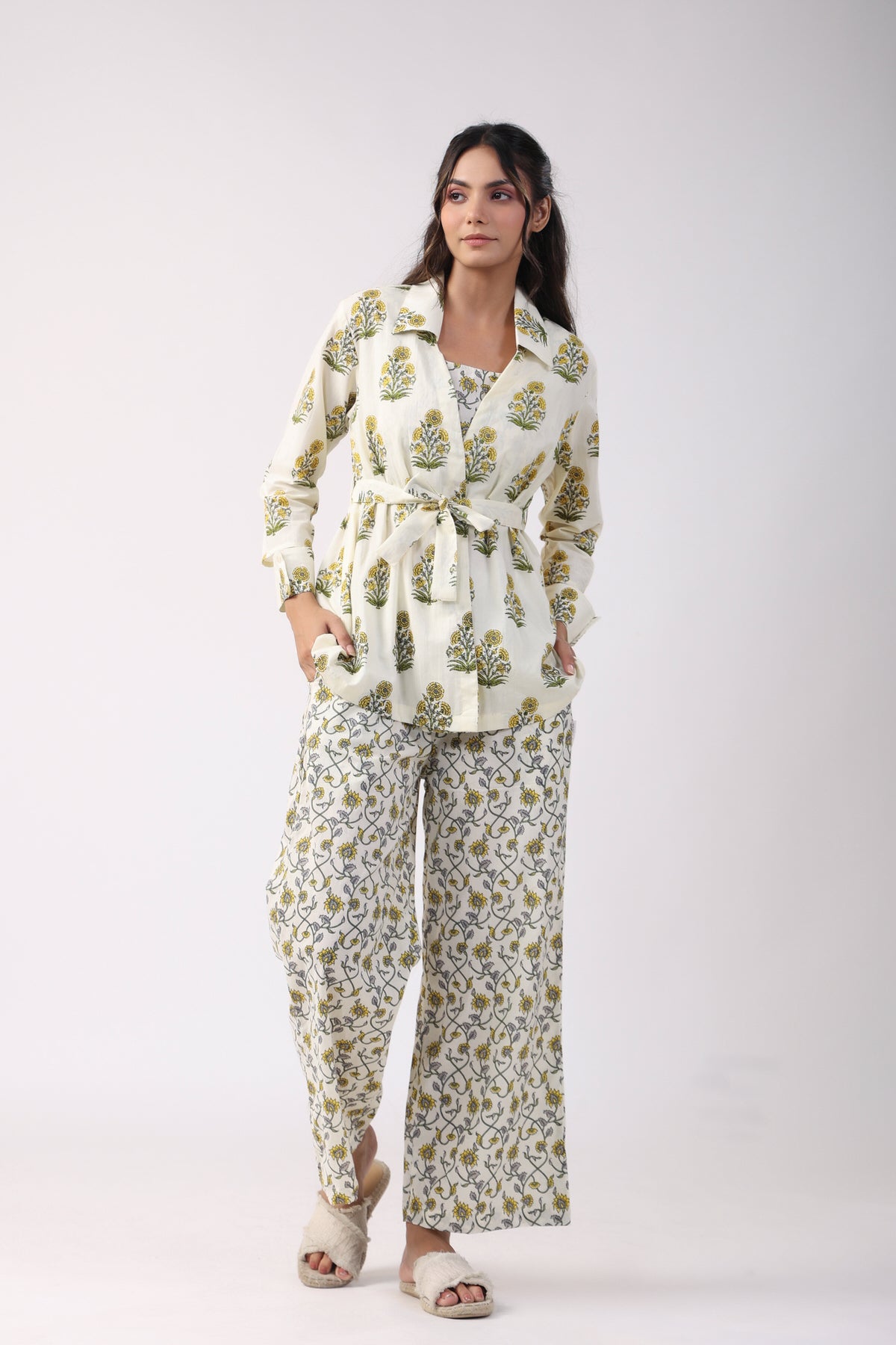 Sunflower Breeze Three Piece Cotton Co-ord Set
