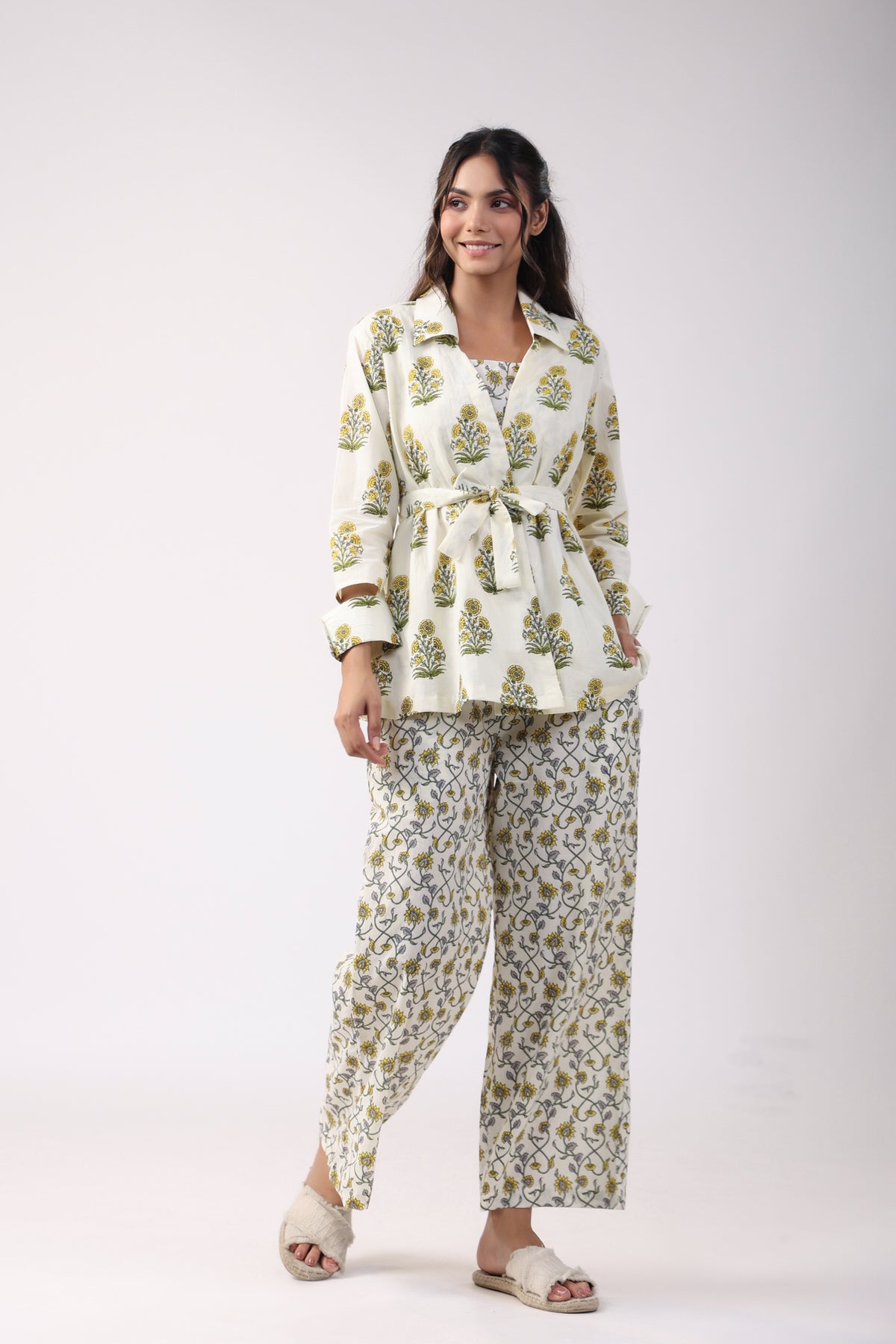 Sunflower Breeze Three Piece Cotton Co-ord Set