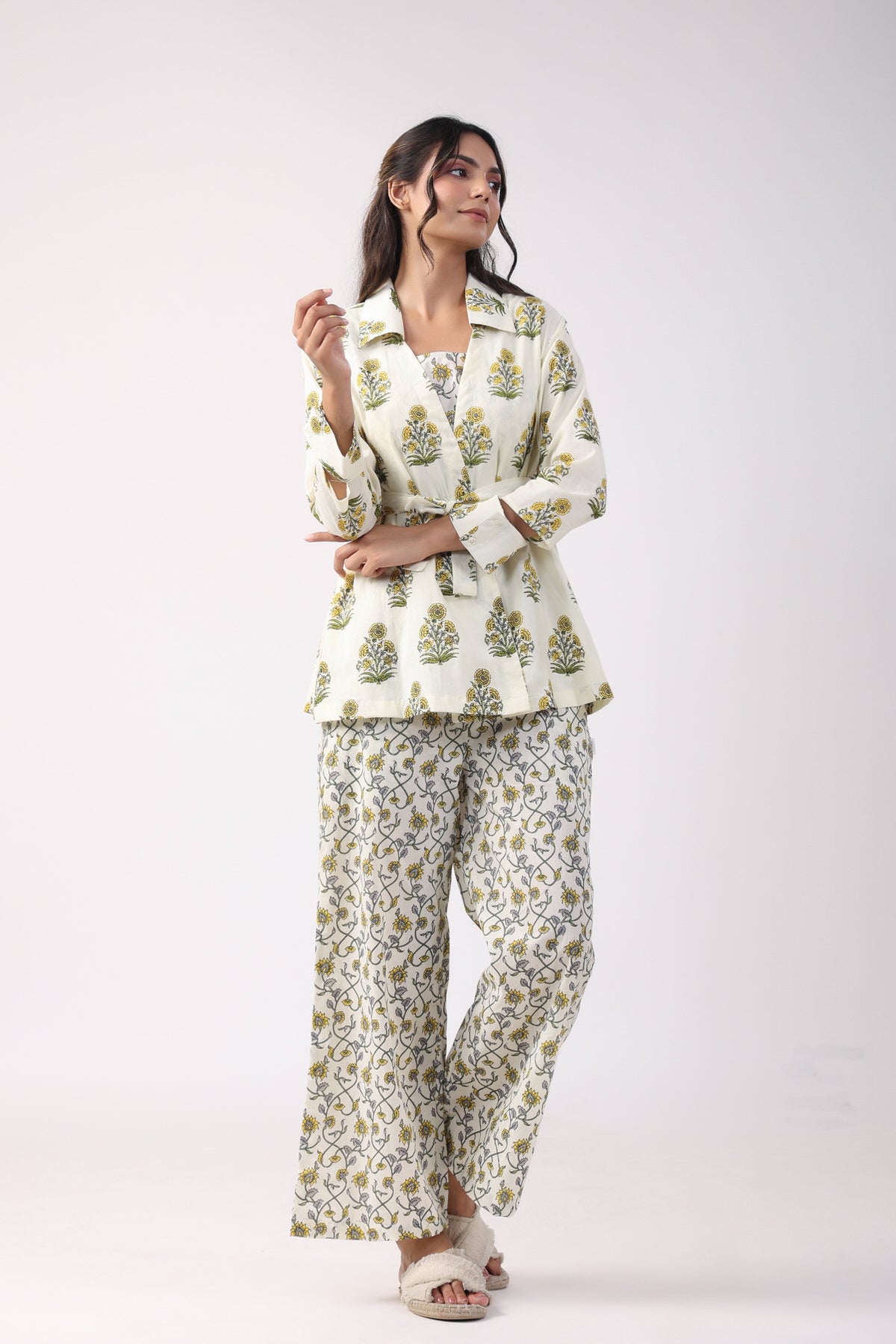 Sunflower Breeze Three Piece Cotton Co-ord Set