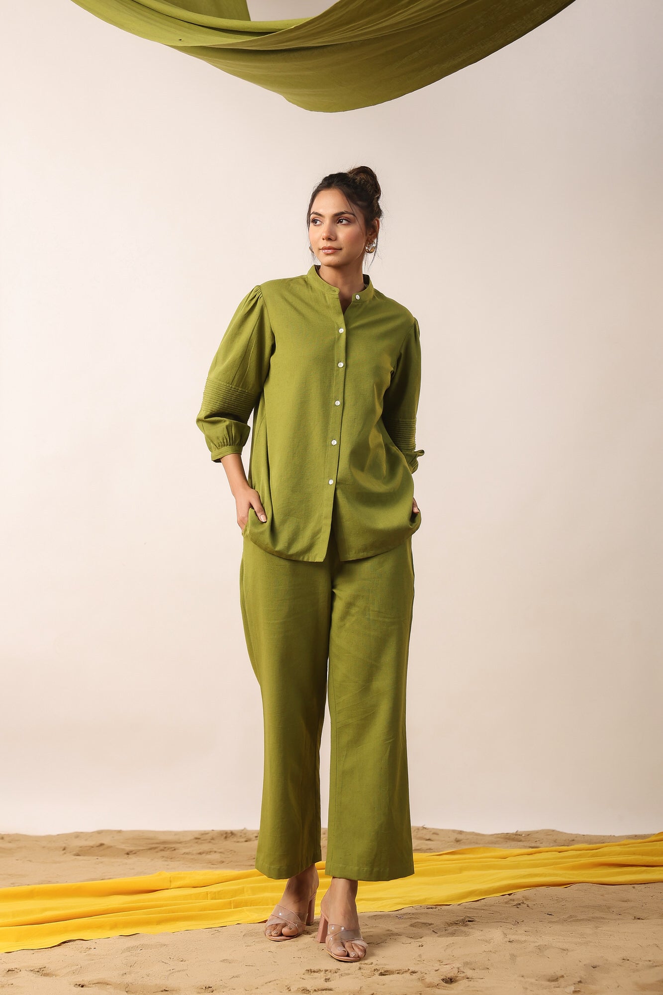 Moss Green Cotton Flex Co-ord Set