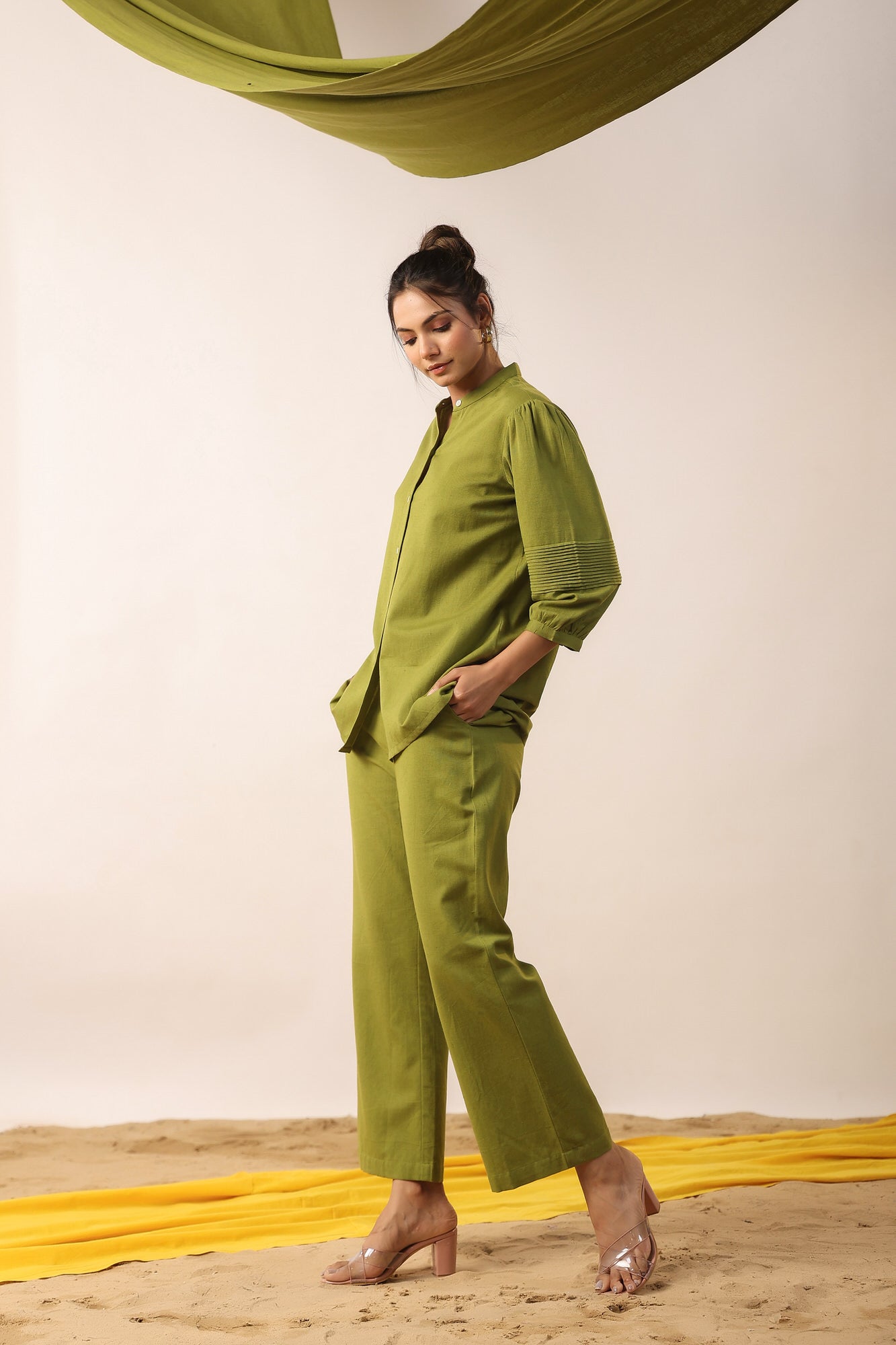 Moss Green Cotton Flex Co-ord Set