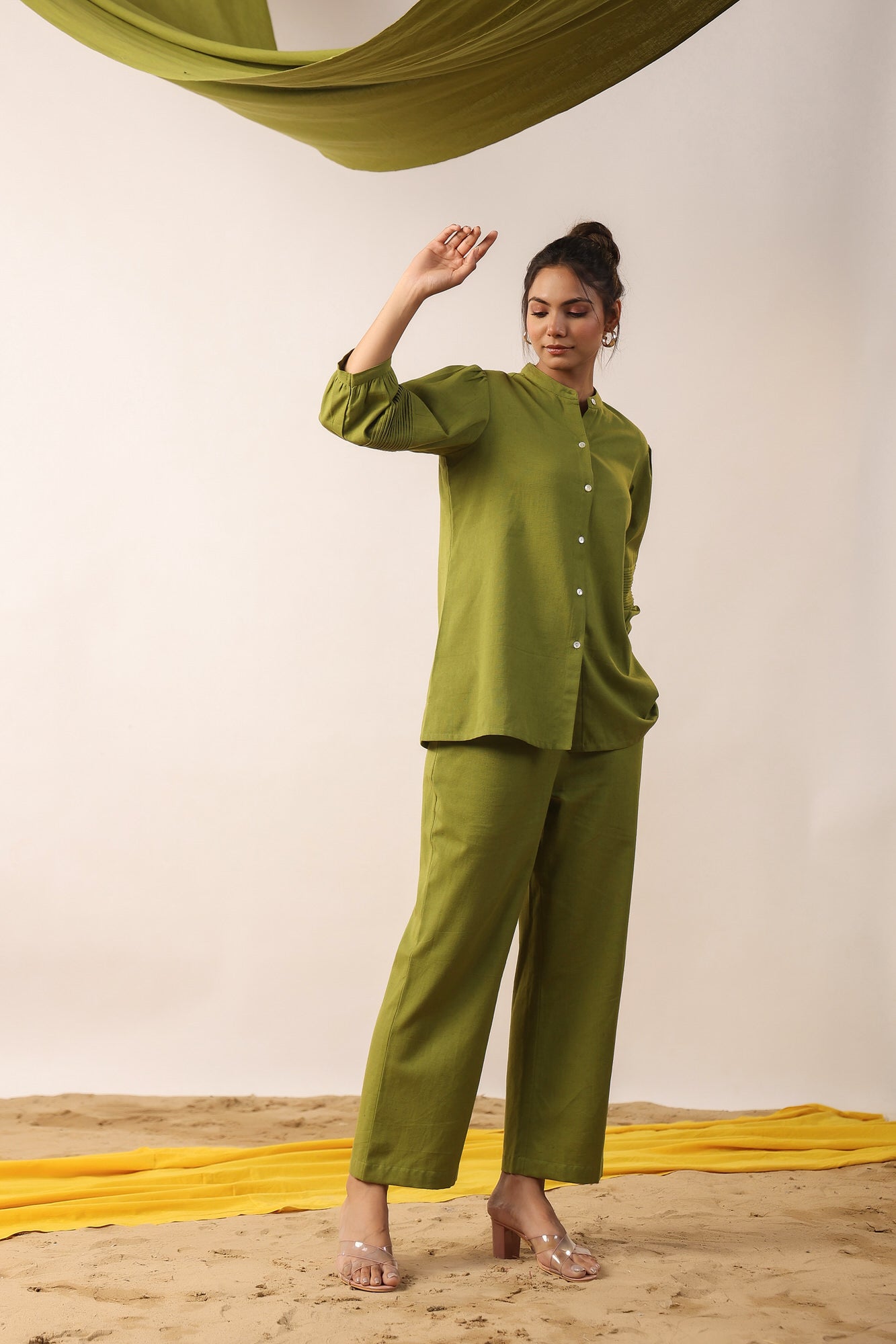 Moss Green Cotton Flex Coord Set