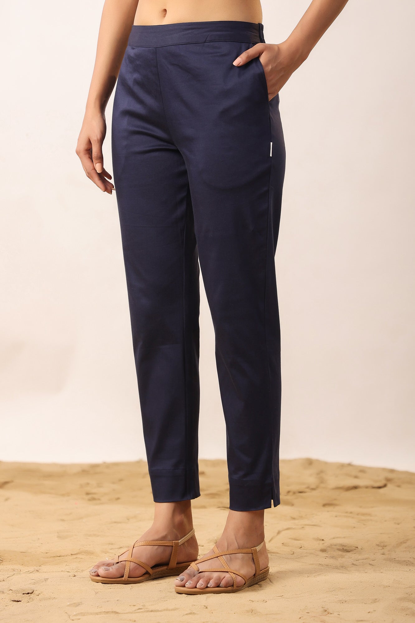 Classic Blue 2-Way Stretchable Cotton Lycra Pants
