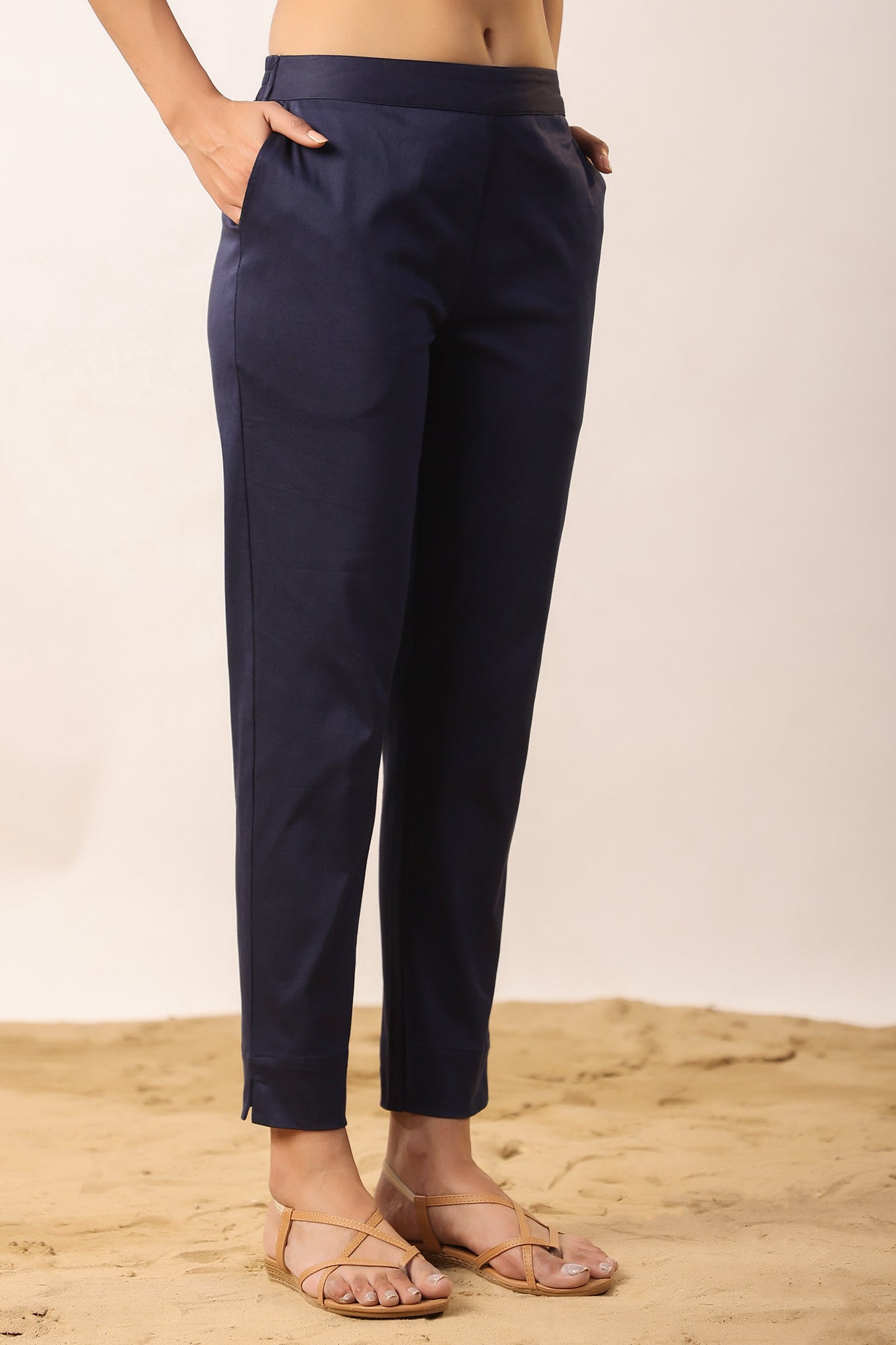Classic Blue 2-Way Stretchable Cotton Lycra Pants
