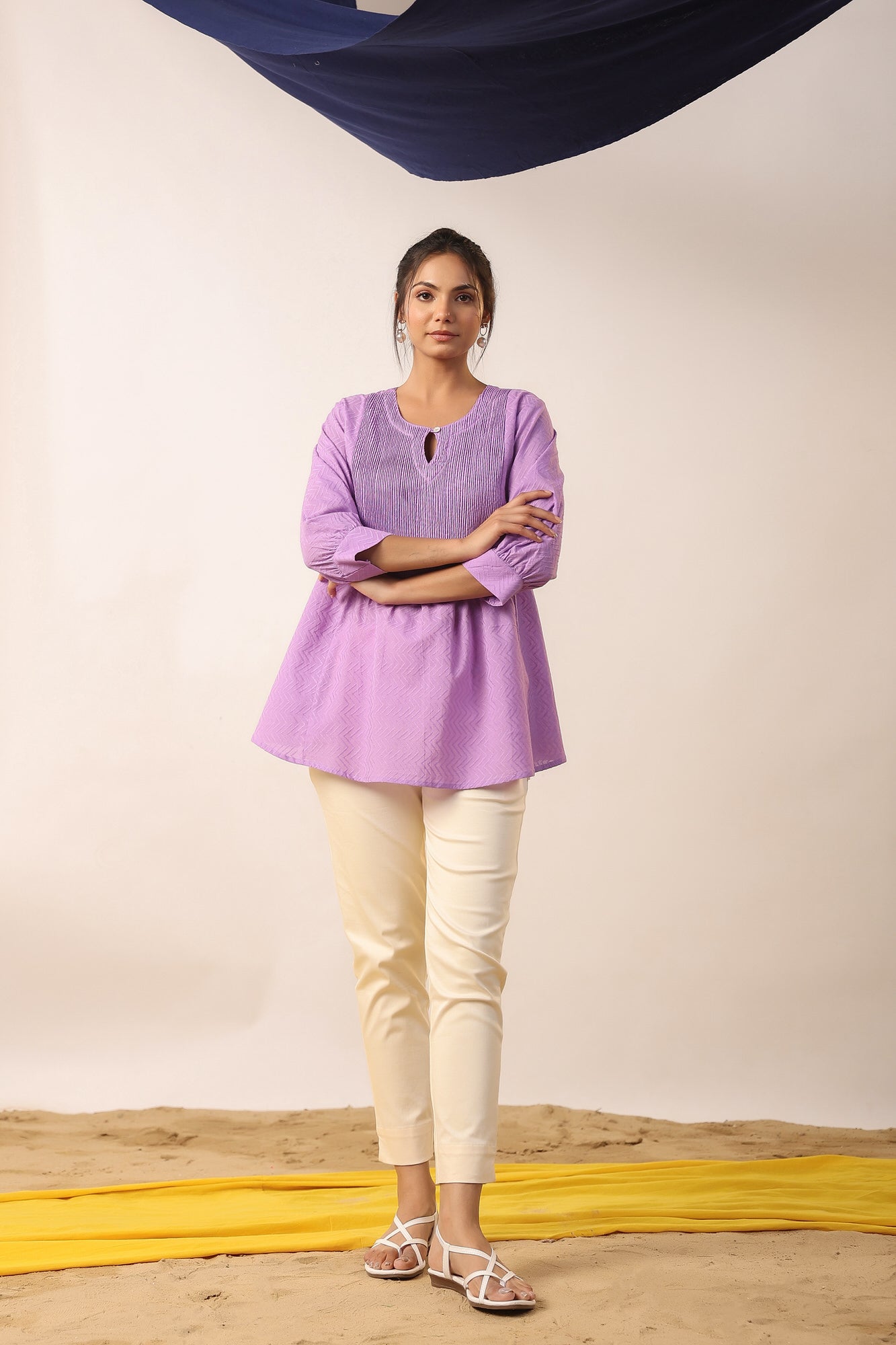 Opal Purple Cotton Dobby Top