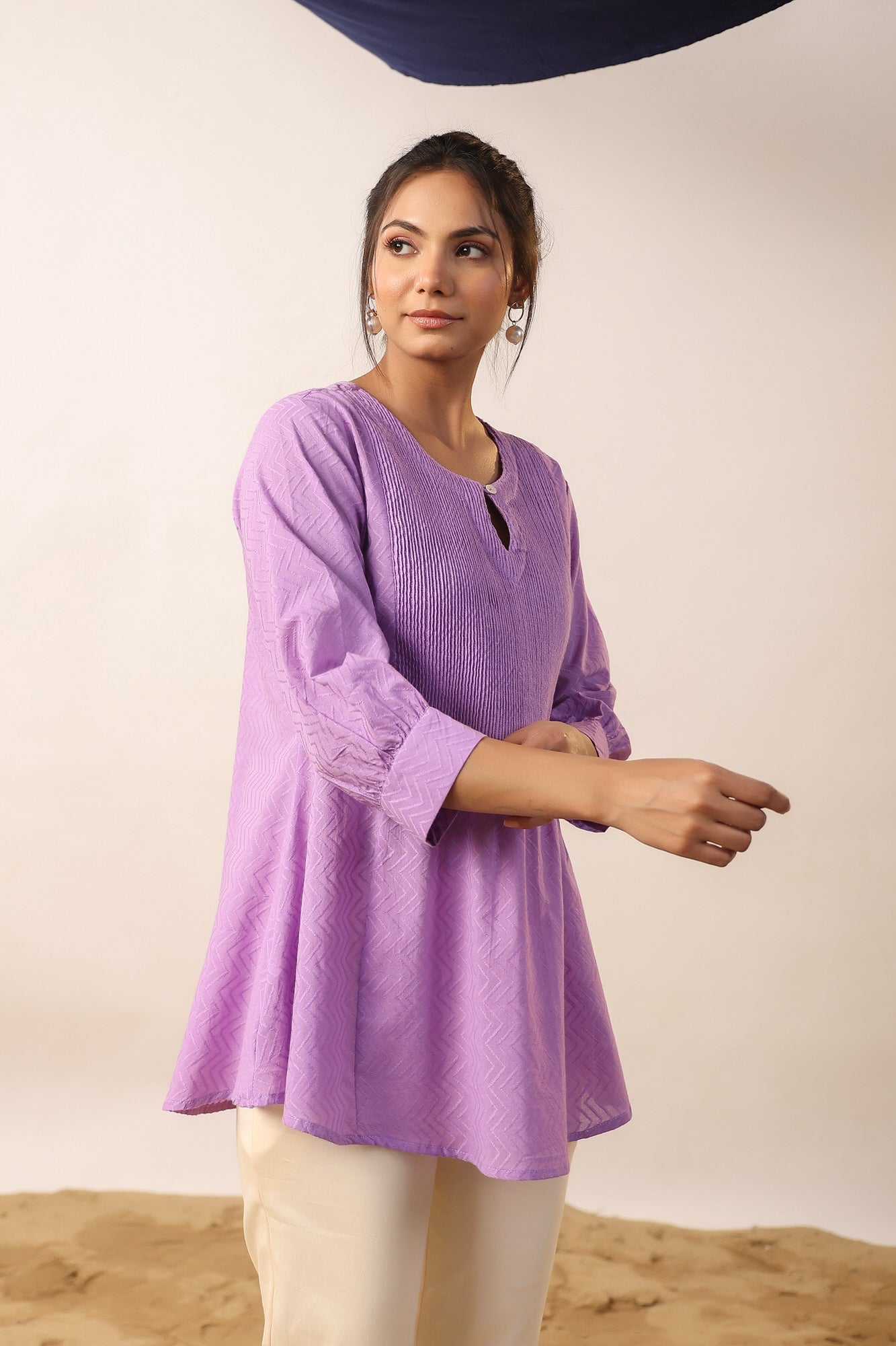 Opal Purple Cotton Dobby Top