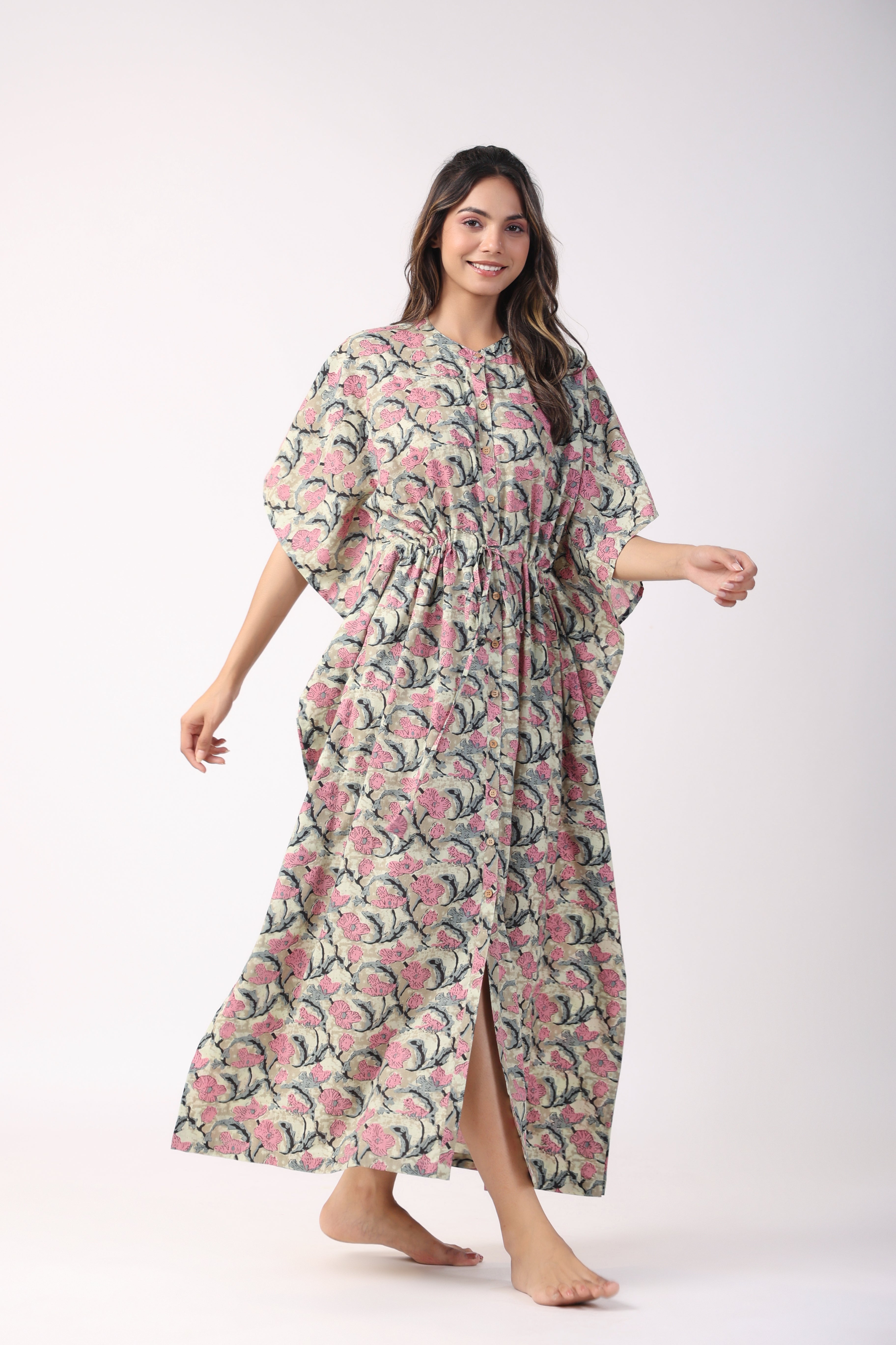 Royal Lattice Cotton Front Buttoned Kaftan