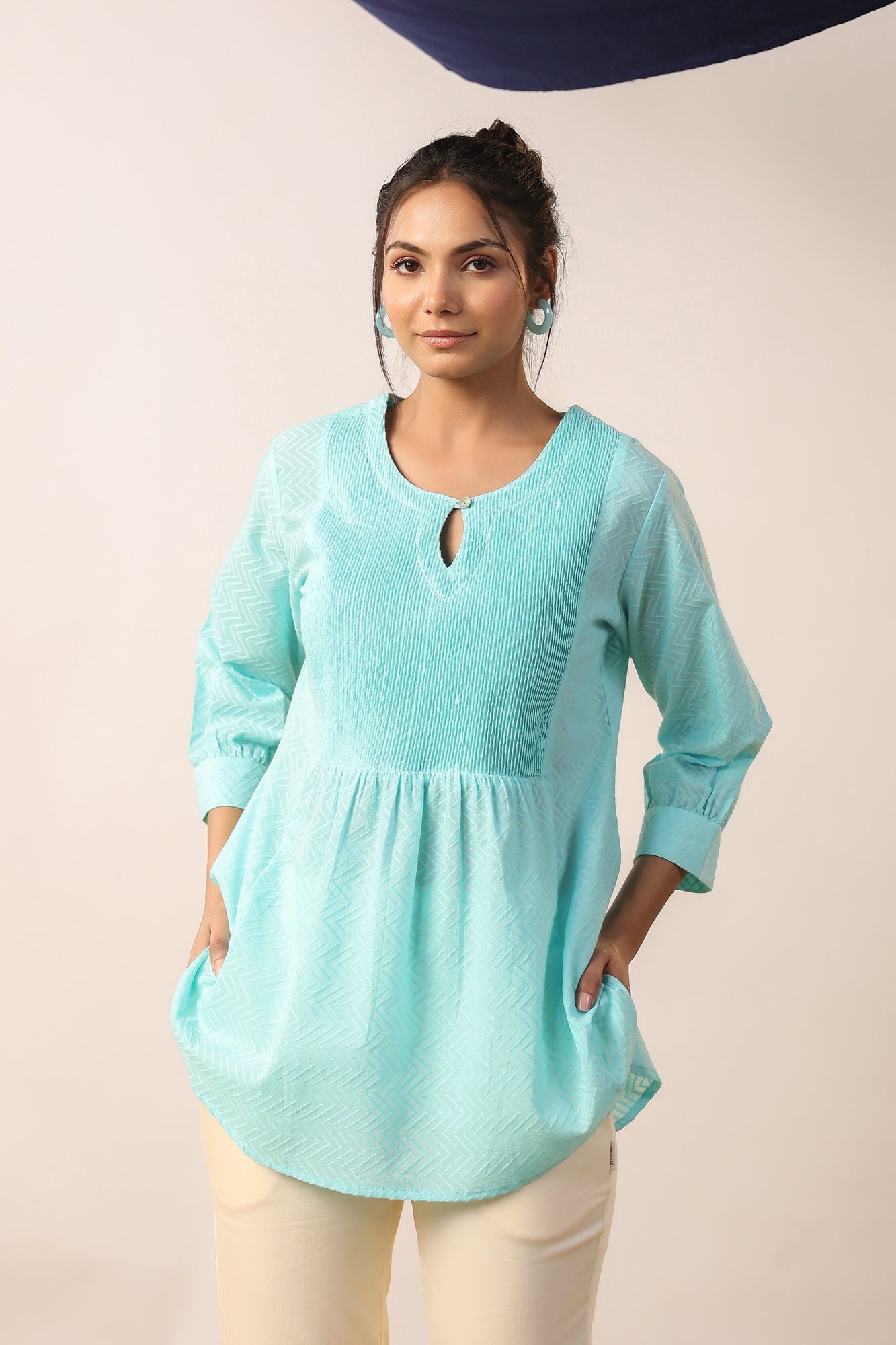 Iris Blue Cotton Dobby Top