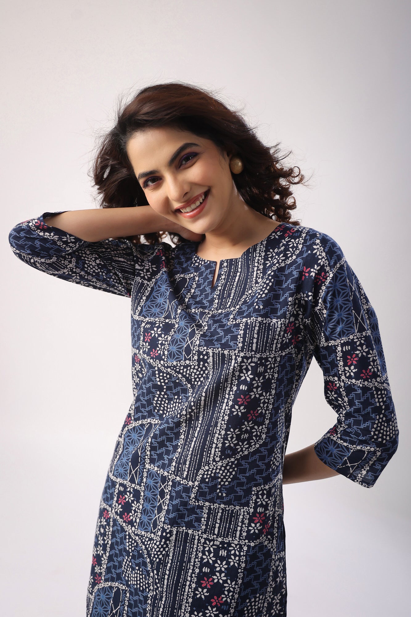 Doodle Art on Blue Cotton Palazzo Loungewear Set