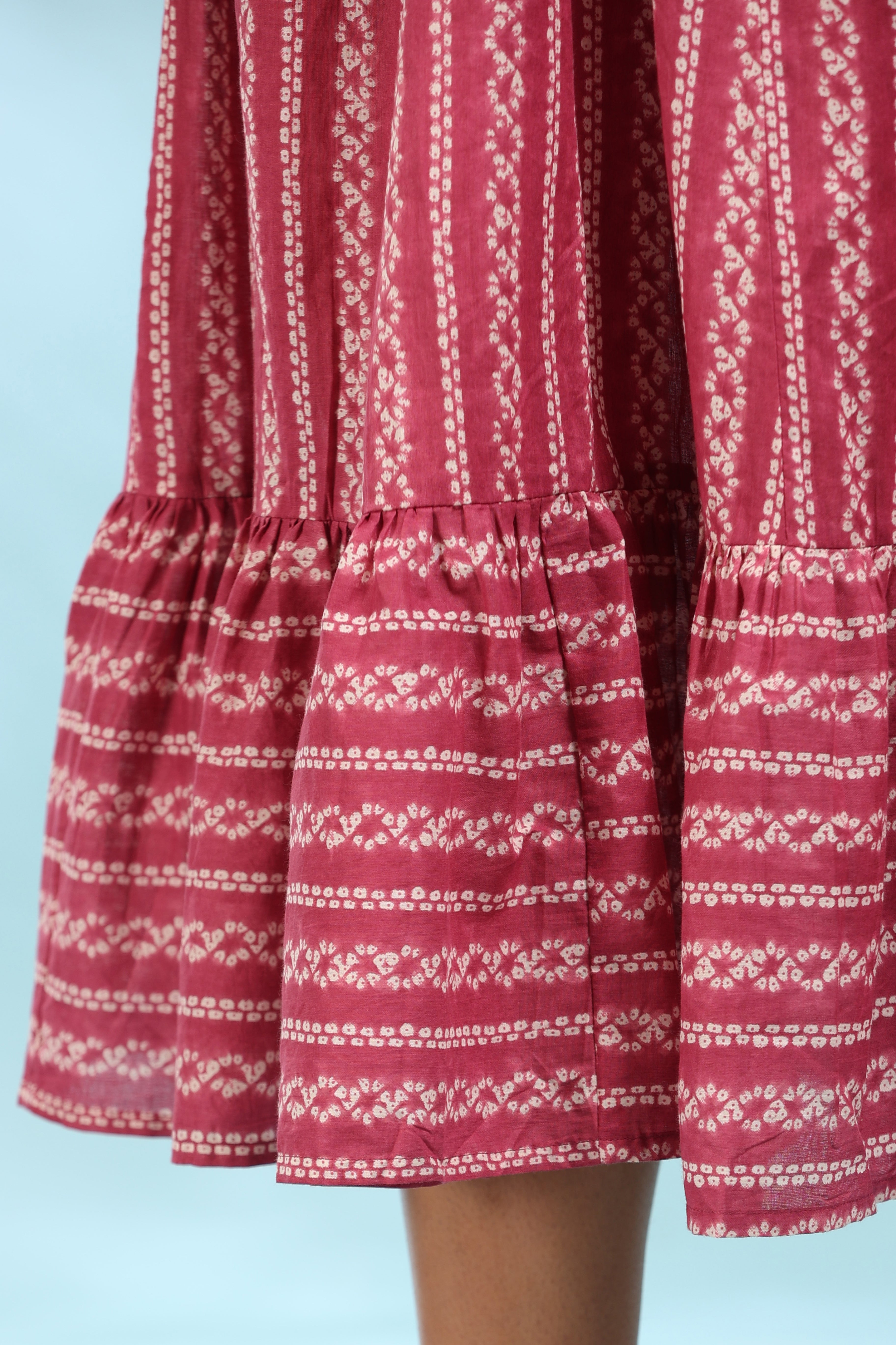 Front Bow Tie on Pink Shibori Cotton Dress