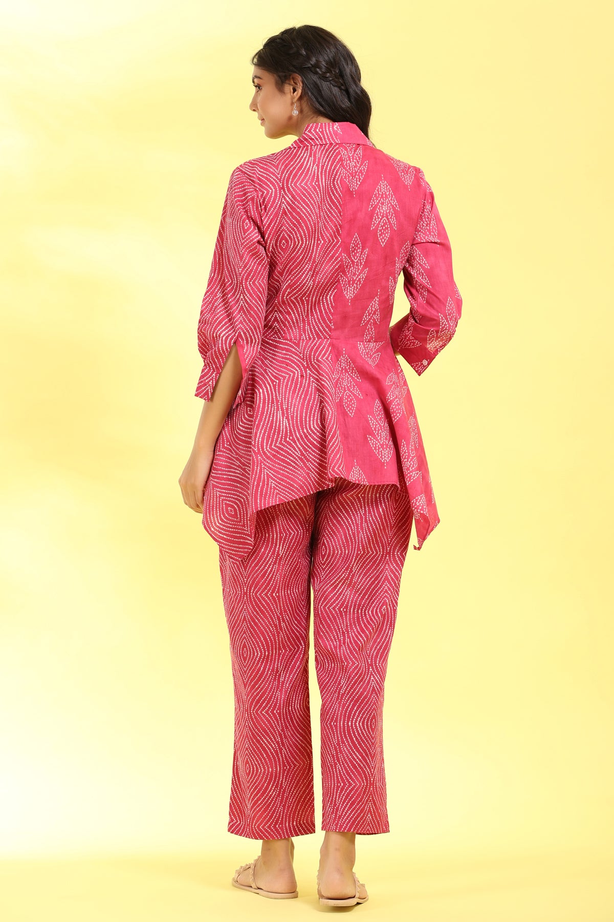Shibori Tulips on Pink Cotton Co-ord Set