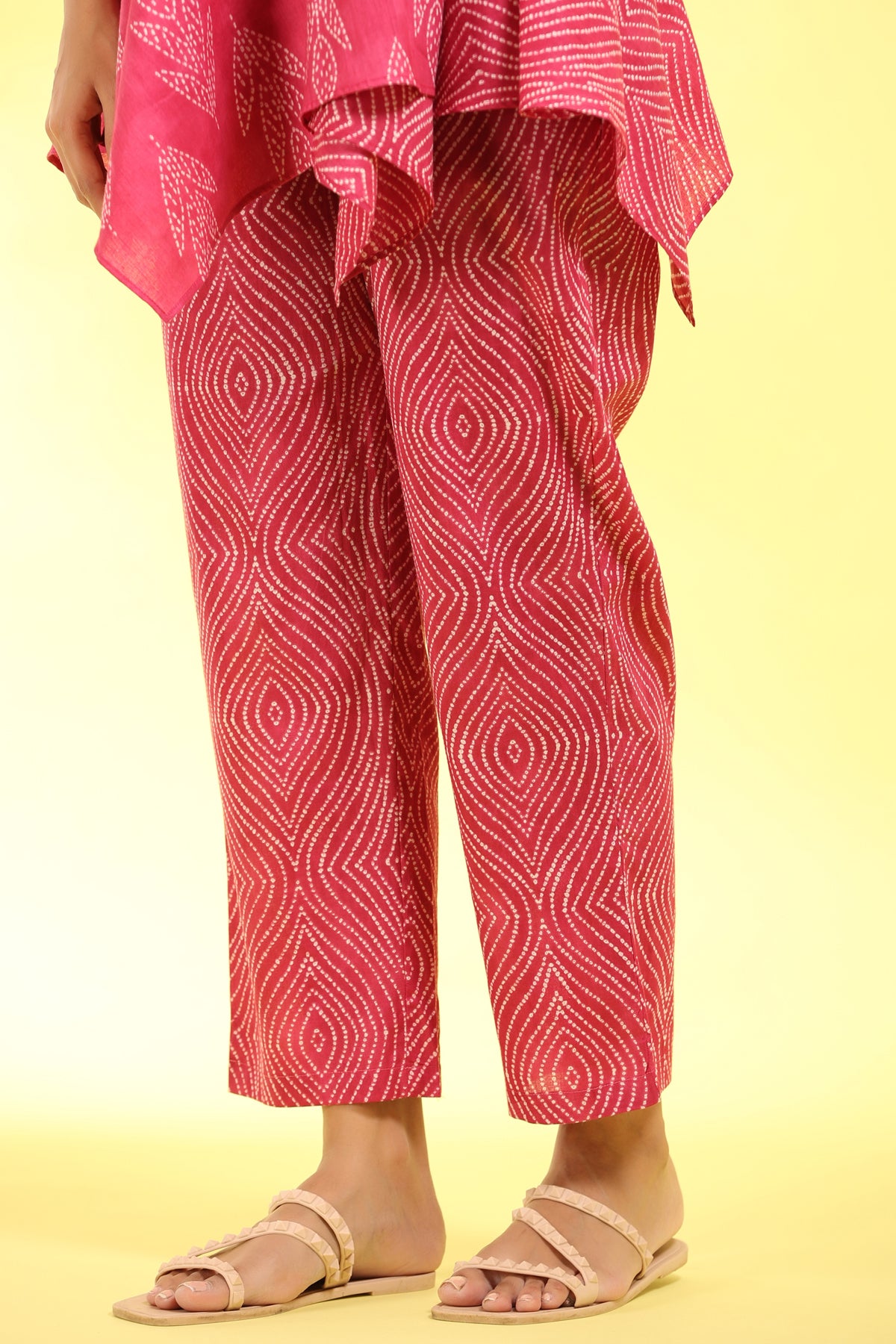 Shibori Tulips on Pink Cotton Co-ord Set