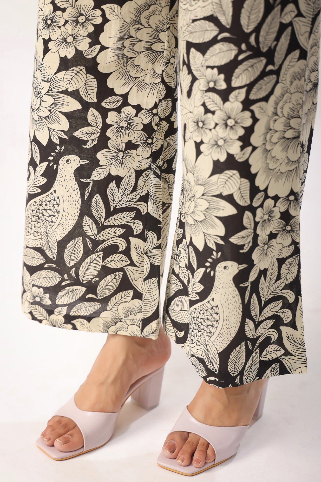 Bird Print on Black Lounge Cotton Co-ord Set