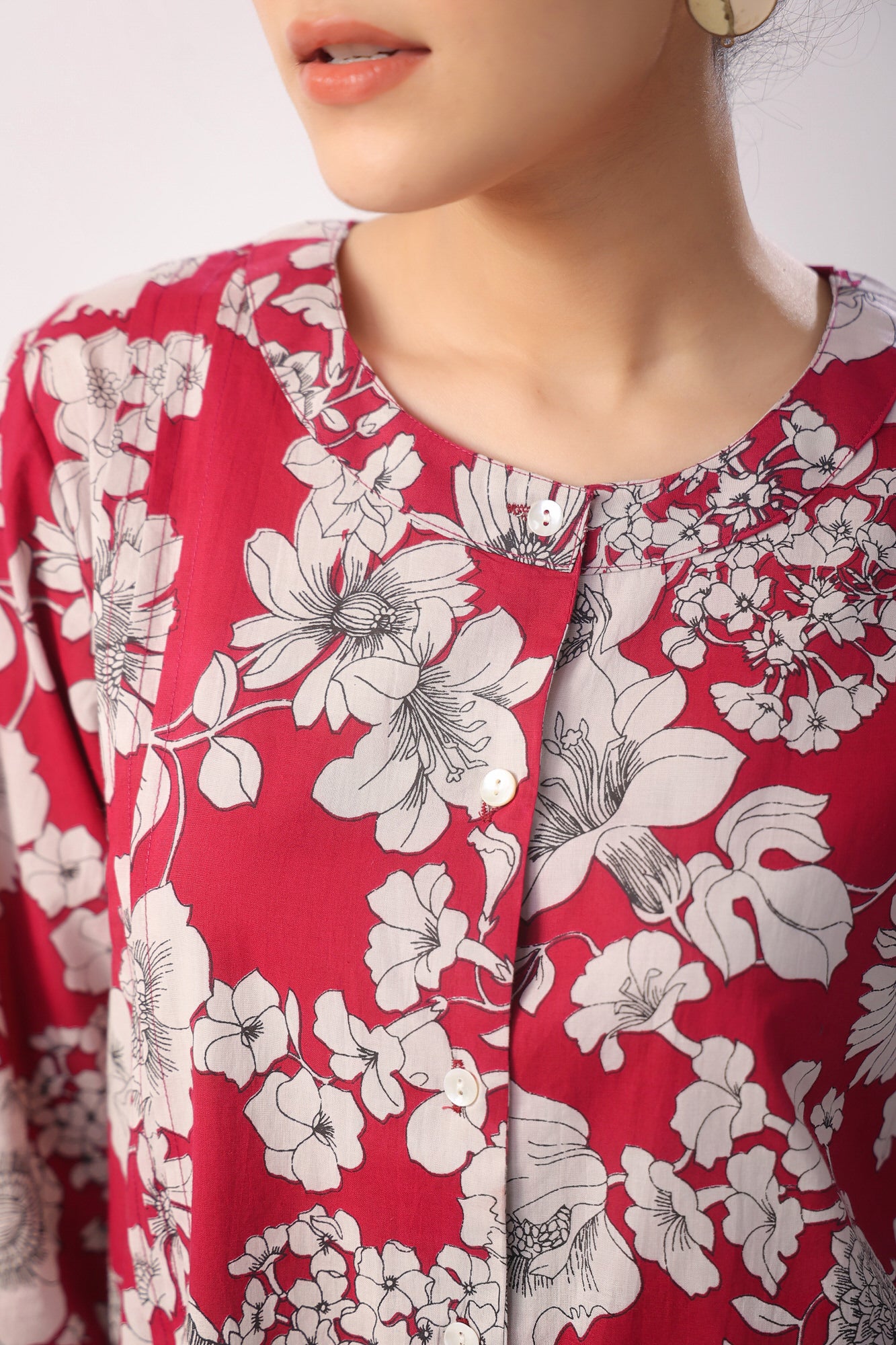 Garnet Gala Wine Cotton Loungewear Top Set