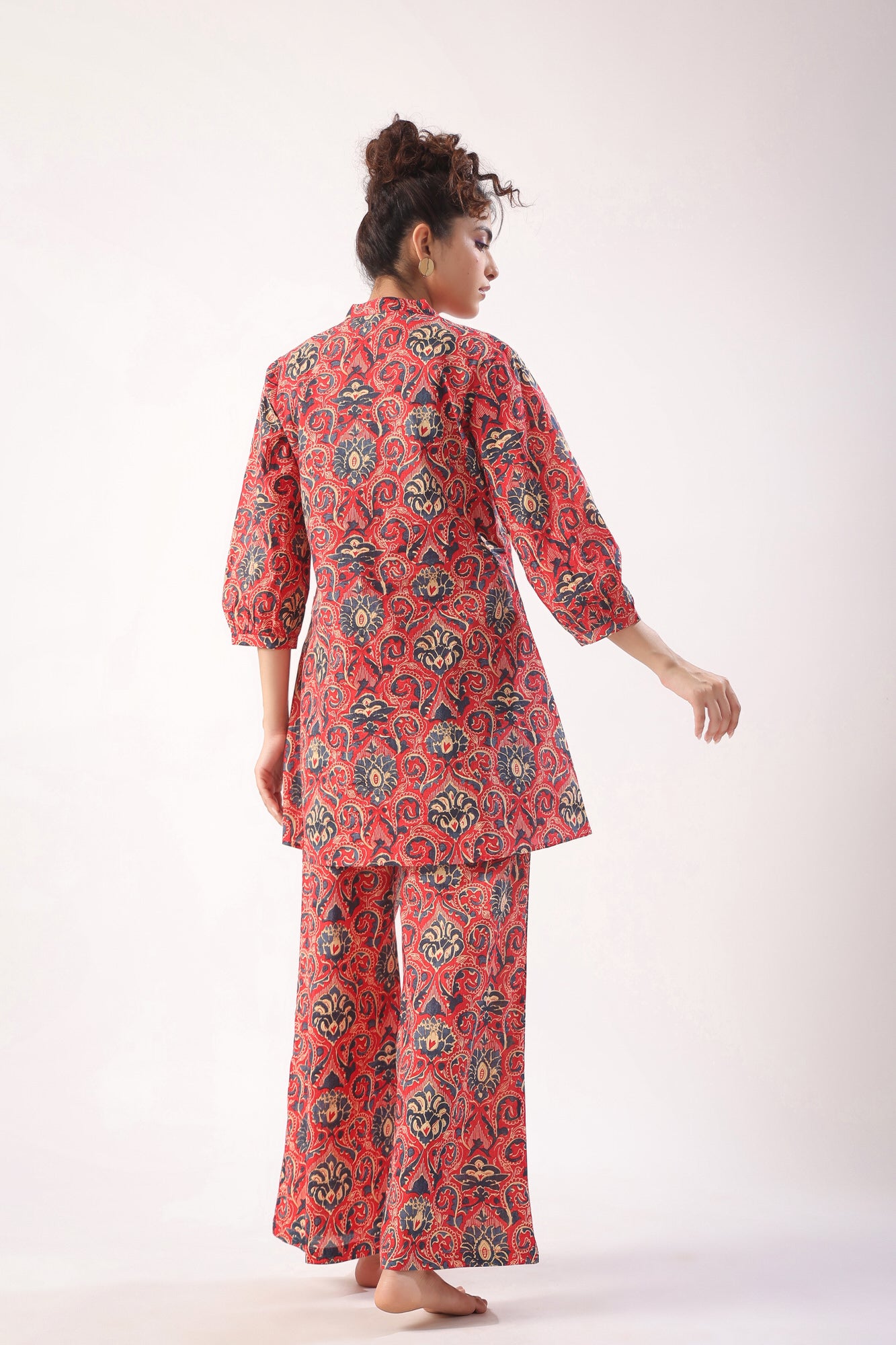 Traditional Print on Pink Cotton Co-ord Set