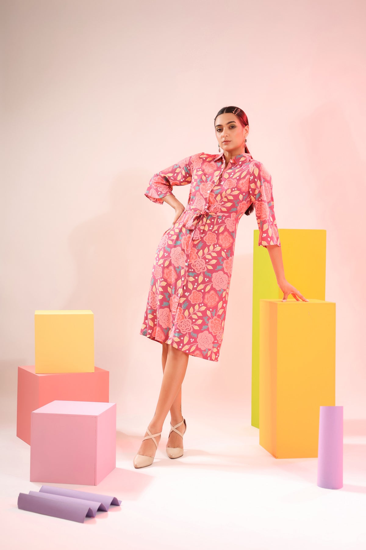 Floral Lavender Muslin Silk Dress