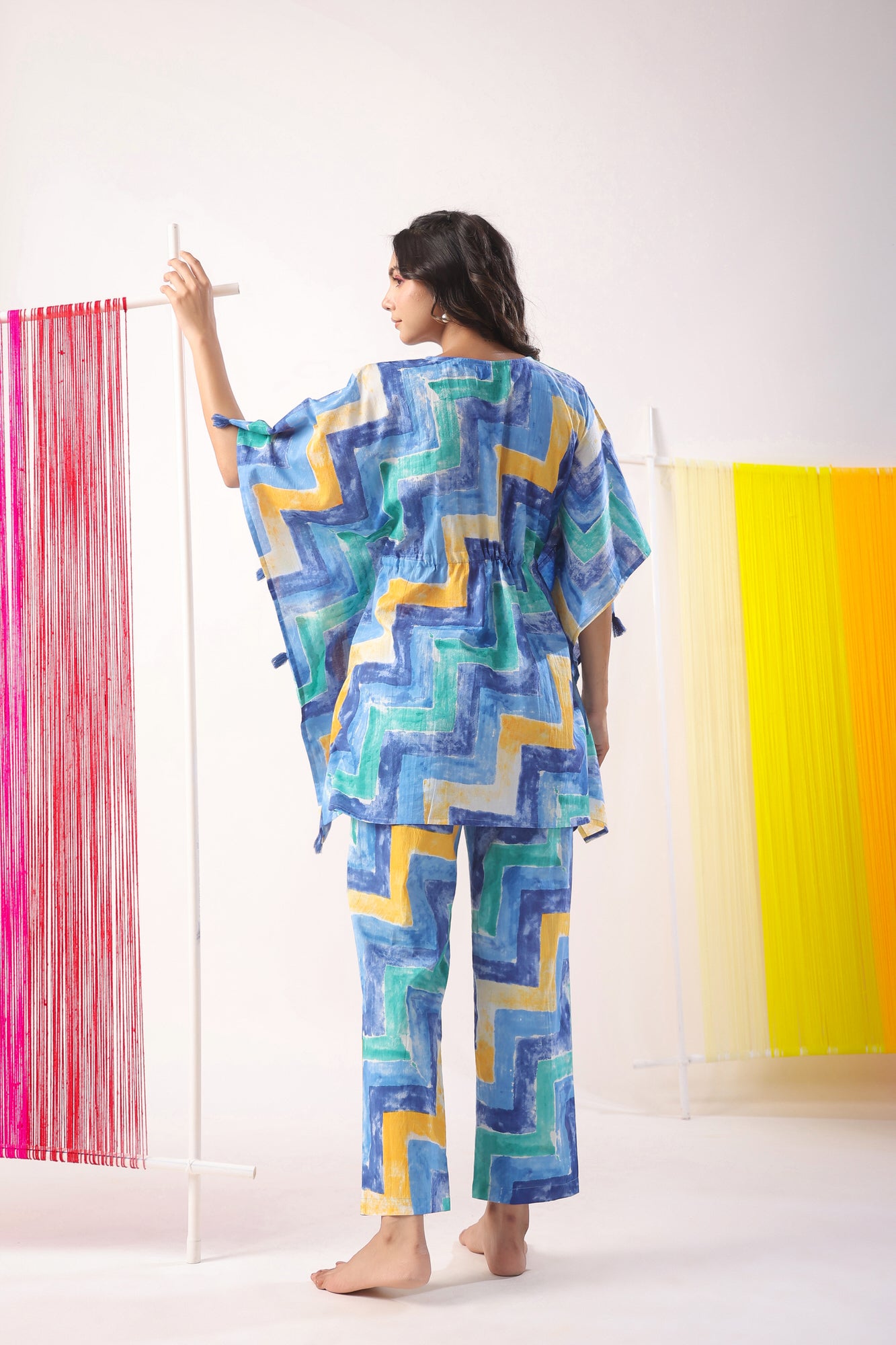 Zig-Zag Print on Kaftan Cotton Co-ord Set
