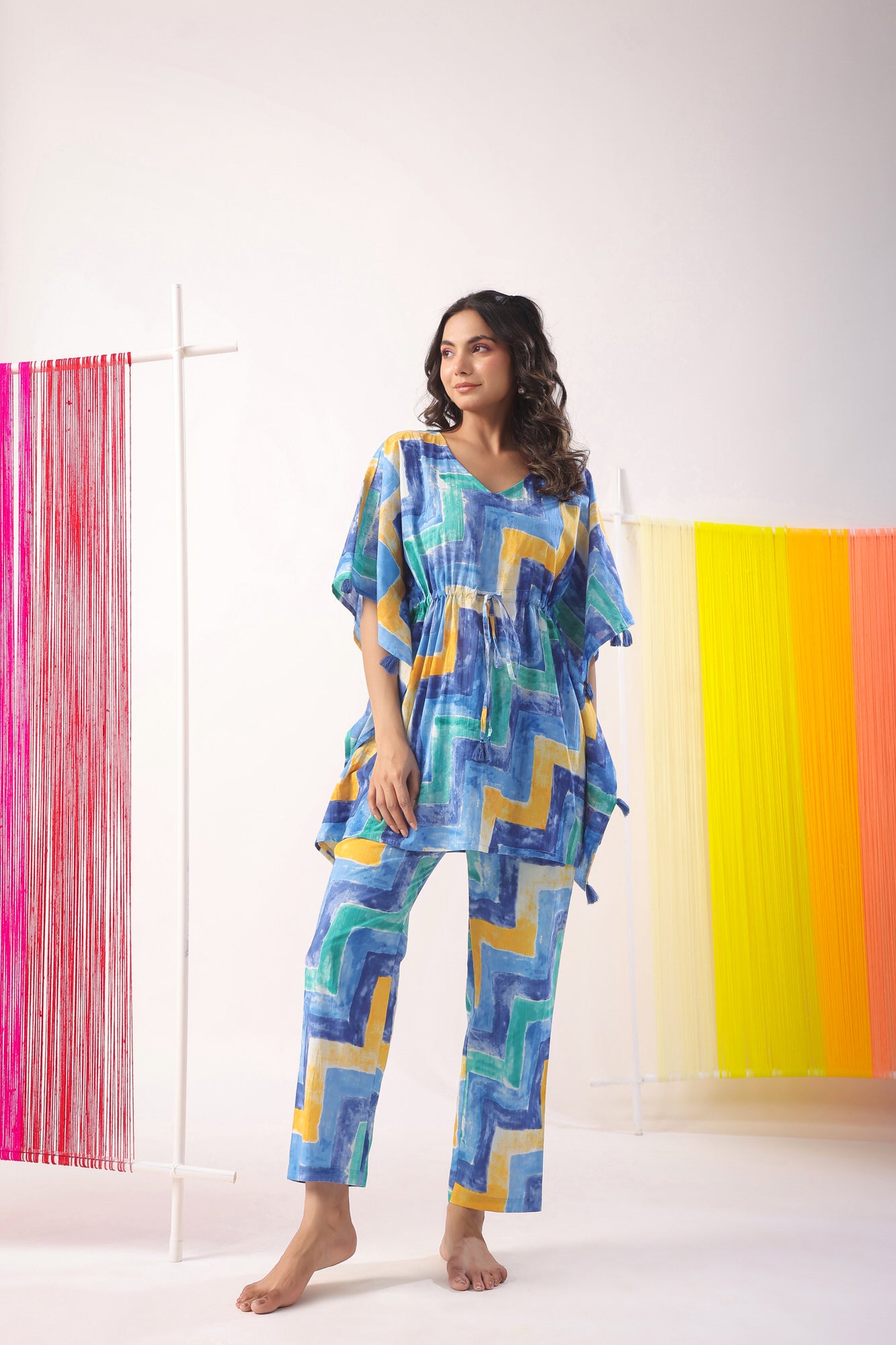 Zig-Zag Print on Kaftan Cotton Co-ord Set
