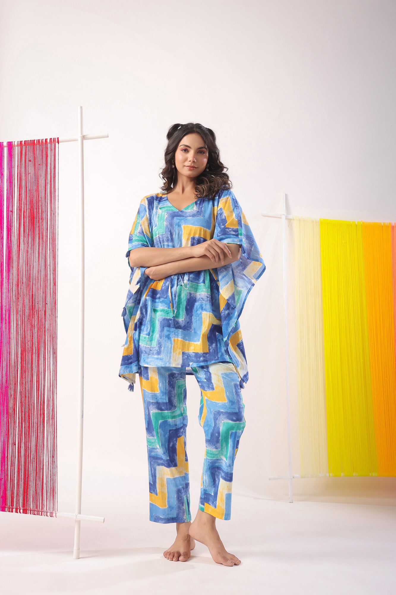Zig-Zag Print on Kaftan Cotton Co-ord Set