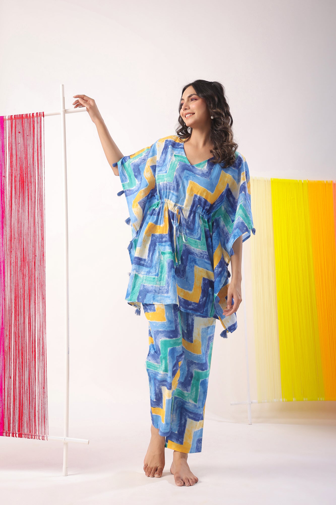 Zig-Zag Print on Kaftan Cotton Co-ord Set
