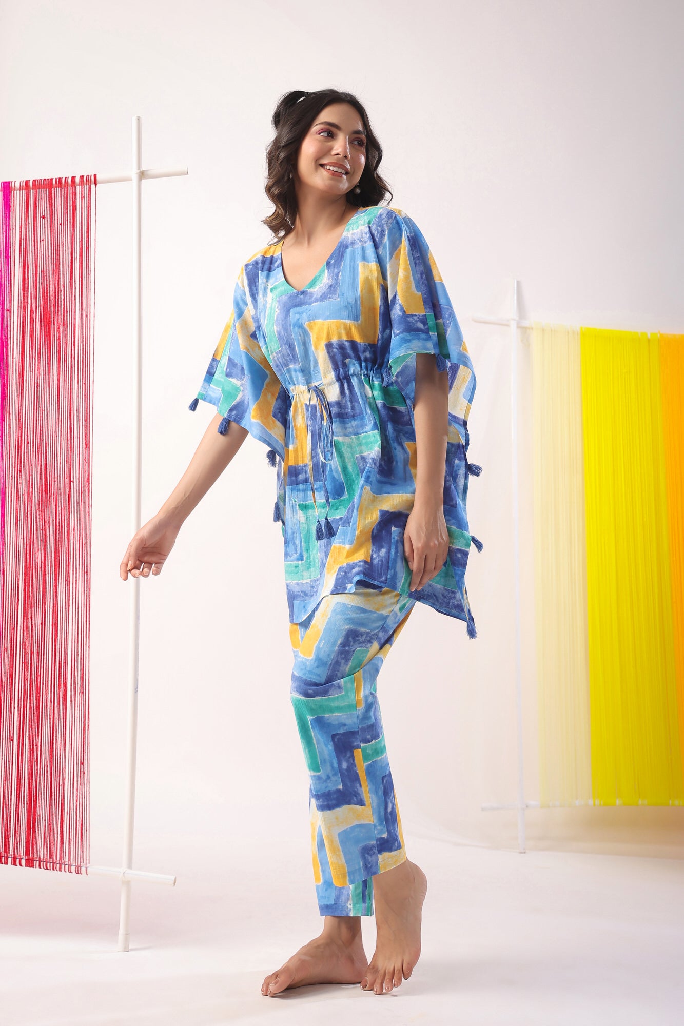 Zig-Zag Print on Kaftan Cotton Co-ord Set